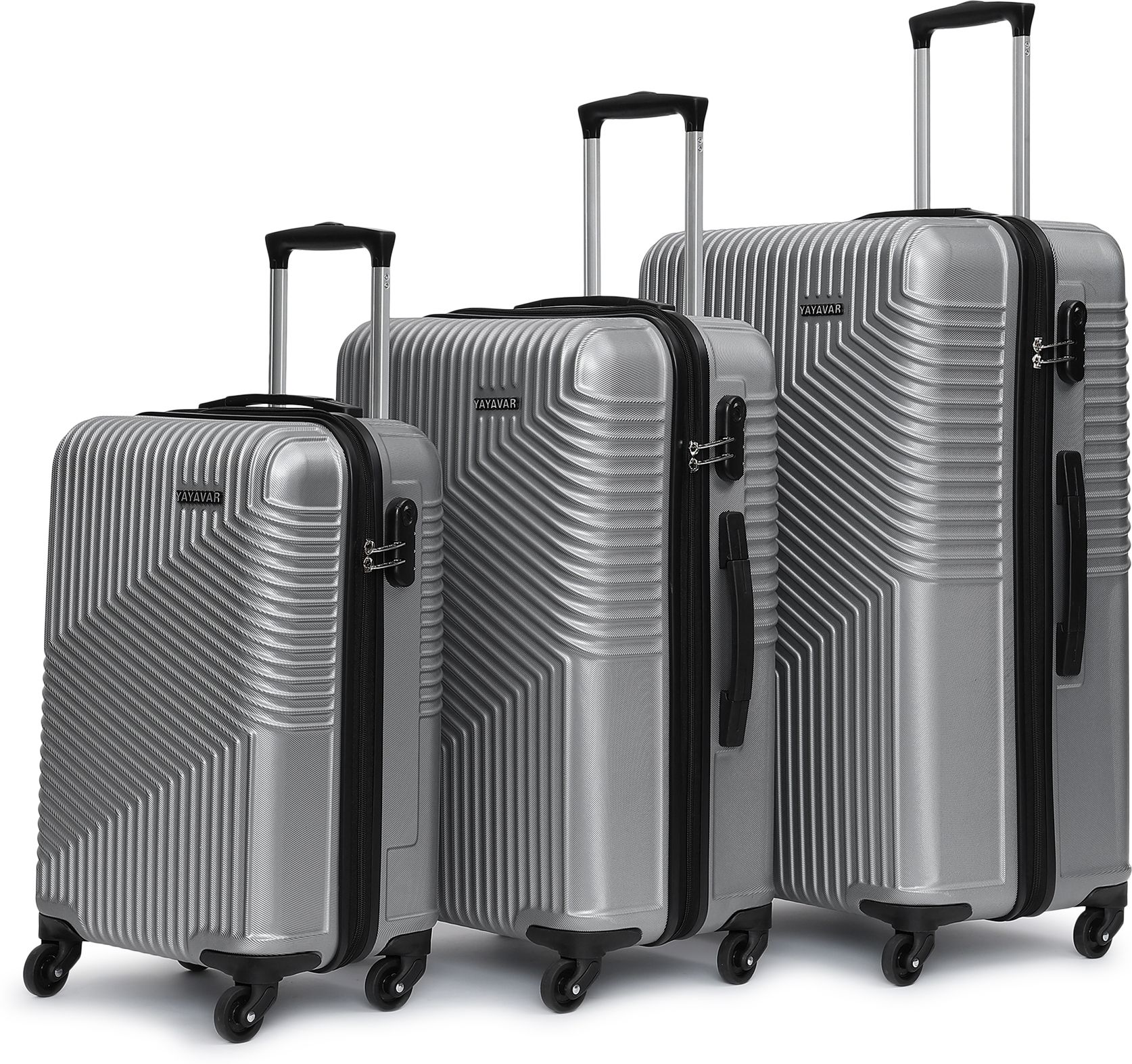 Hard Body Set of 3 Luggage 4 Wheels - Cairo - Silver