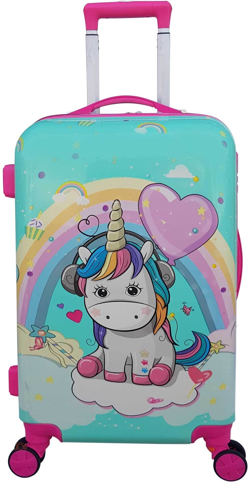 Small Cabin Suitcase (24 inch) 4 Wheels - Lightweight Polycarbonate Kids Carry On Luggage Rolling Bag Travel Trolley Bag - Multicolor-image-0
