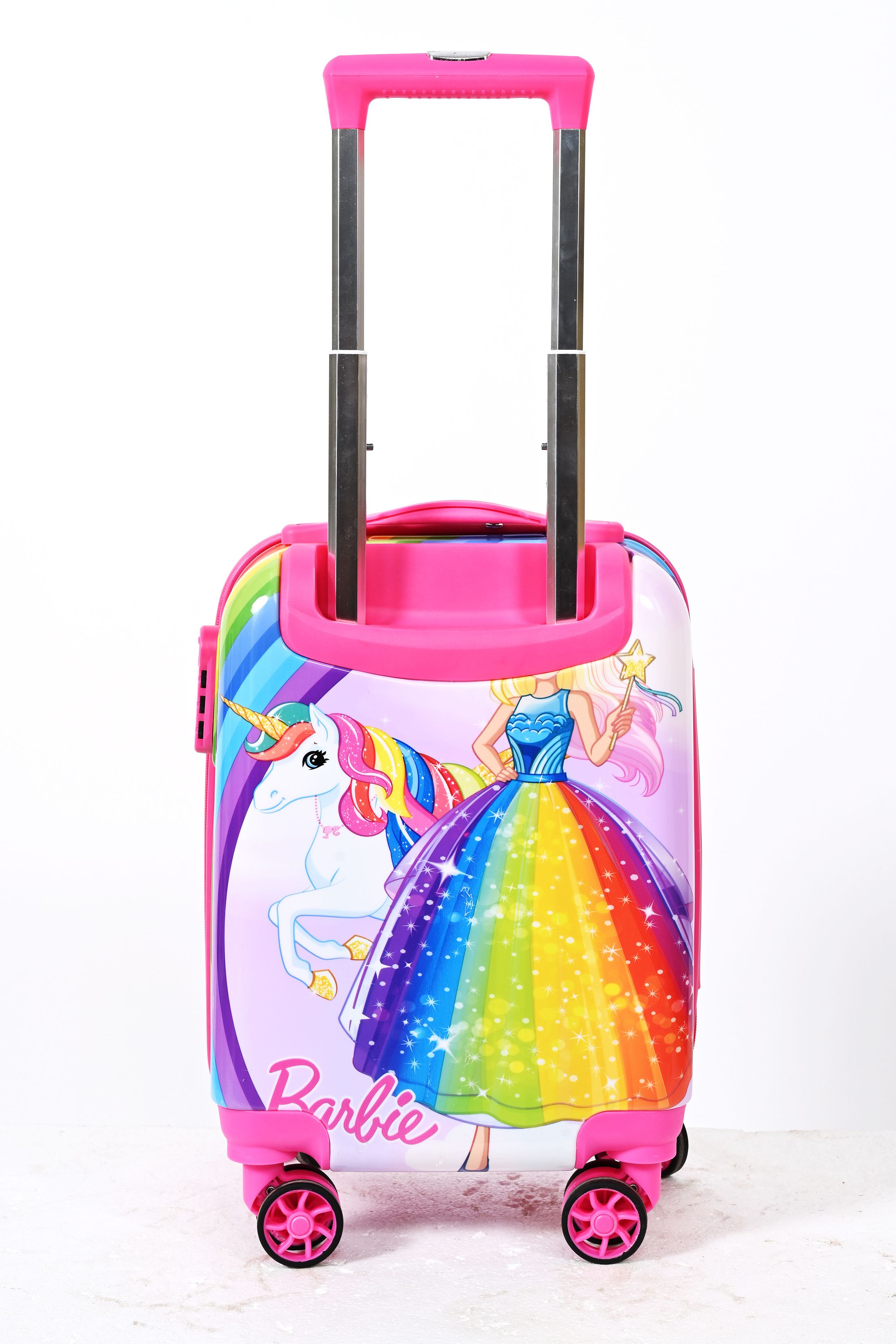 Small Cabin Suitcase (16 inch) 4 Wheels - Rainbow Unicorn Barbie Printed Pattern Suitcase & Extra Light Weight Kids - Multicolor-image-21