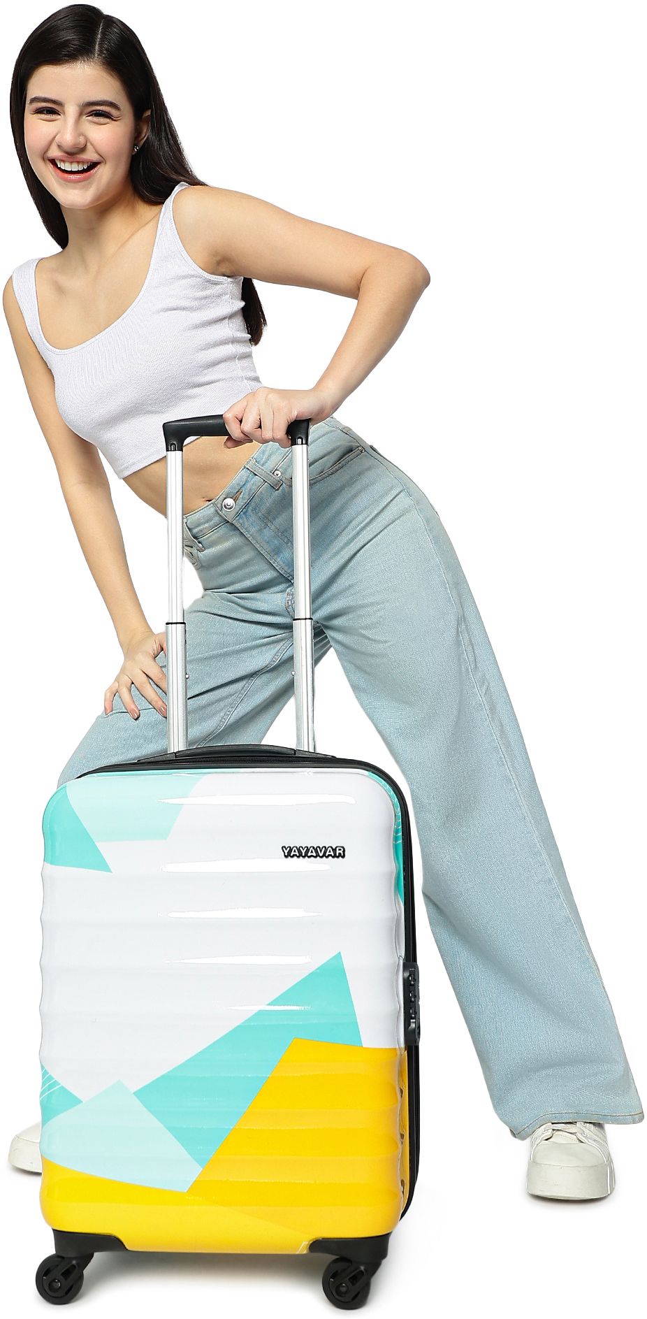 Small Cabin Suitcase (55 cm) 4 Wheels - MEXICO Designer Printed Trolley Bag - Teal-image-11