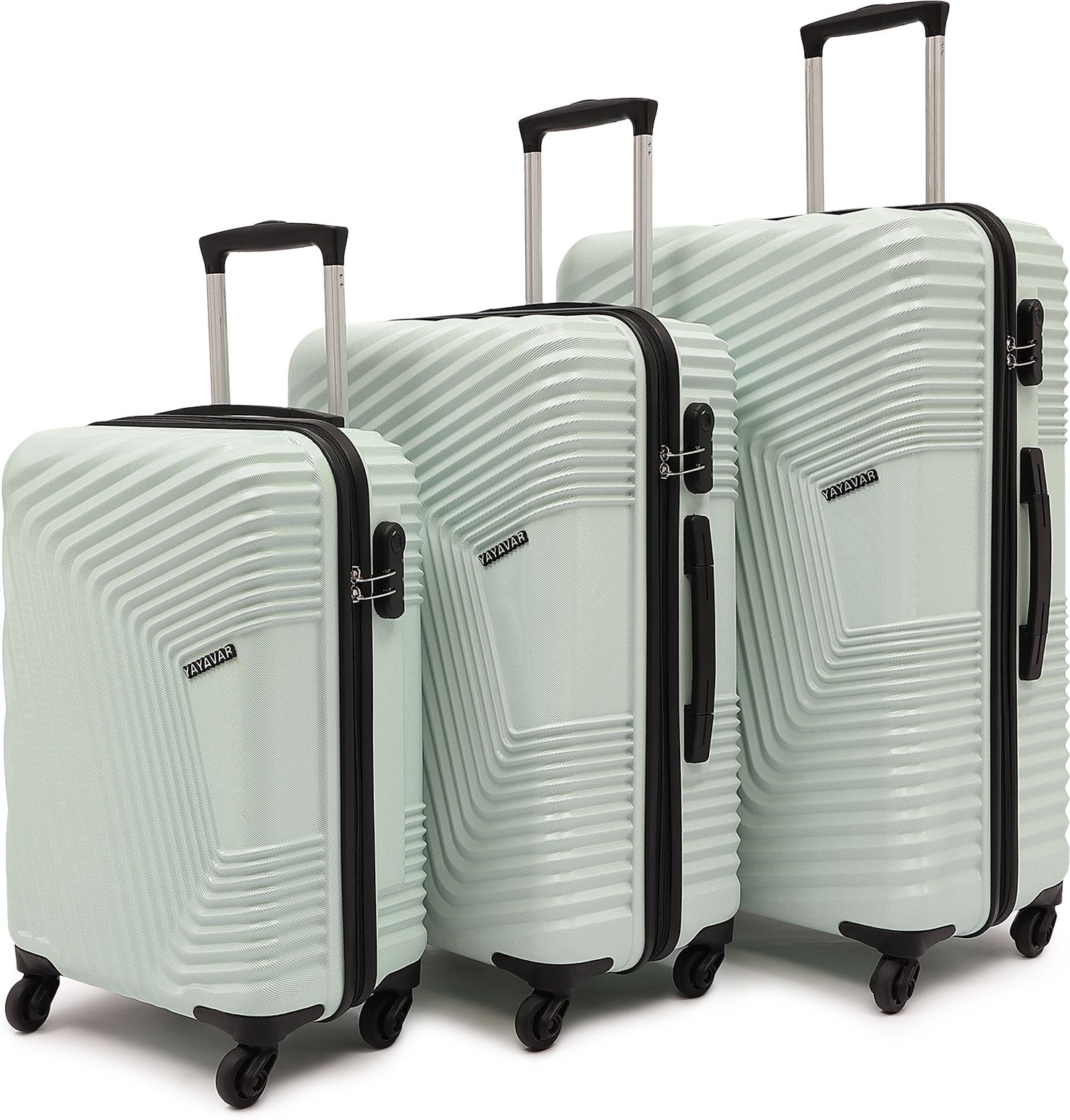 Hard Body Set of 3 Luggage 4 Wheels - Monaco Scratchproof 360Degree Rotating Latest Design Trolley Bag - Green-image-23