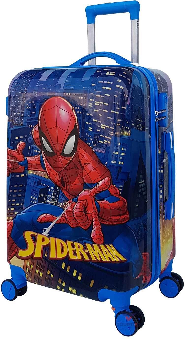 Small Check-in Suitcase (24 cm) 4 Wheels - Kids Hard Shell Cartoon print Trolley Bag with Number Lock & Adjustable Handle - Blue-image-3