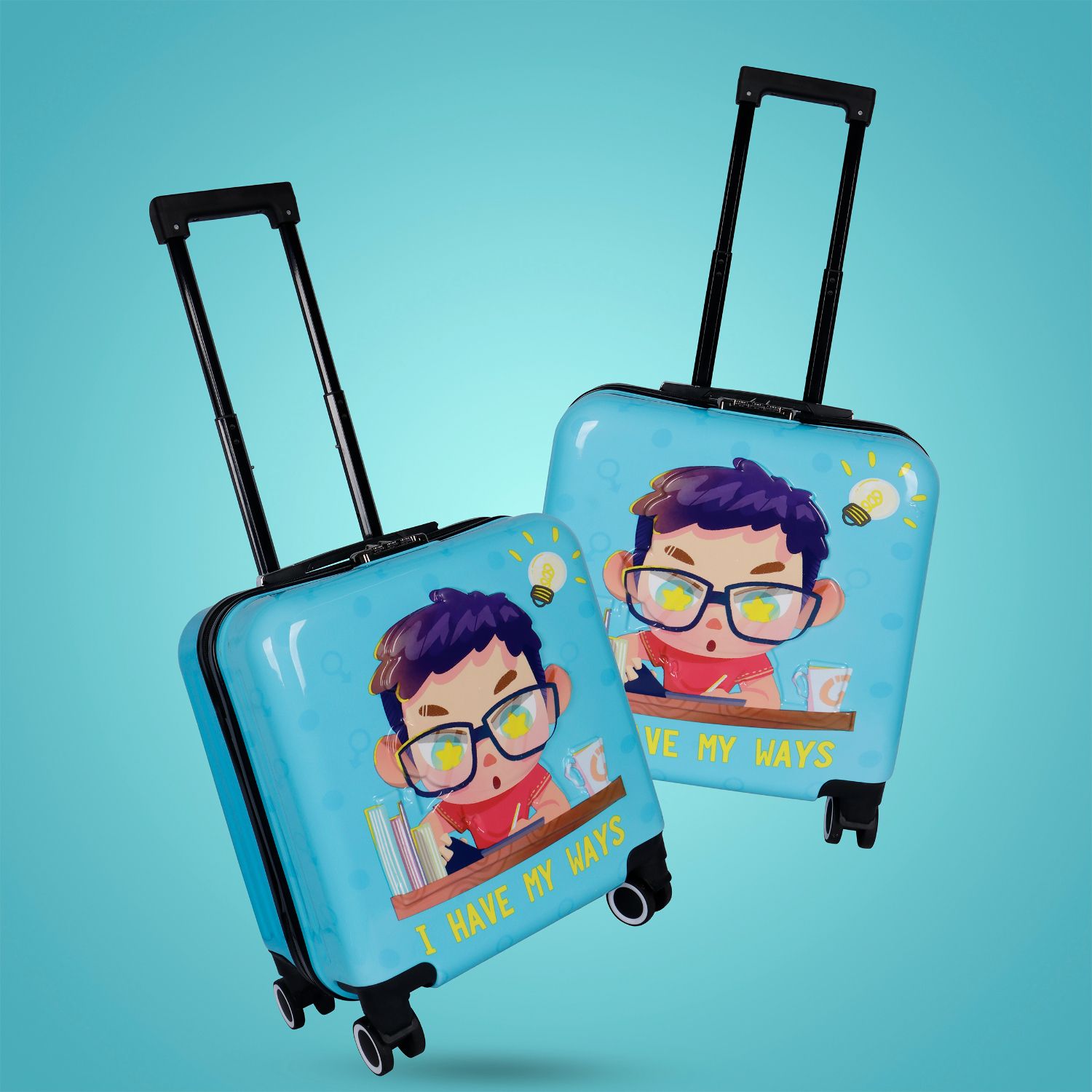 Small Cabin Suitcase (20 inch) 4 Wheels - Kids 20 inch Trolley Bag -Blue - Blue-image-36