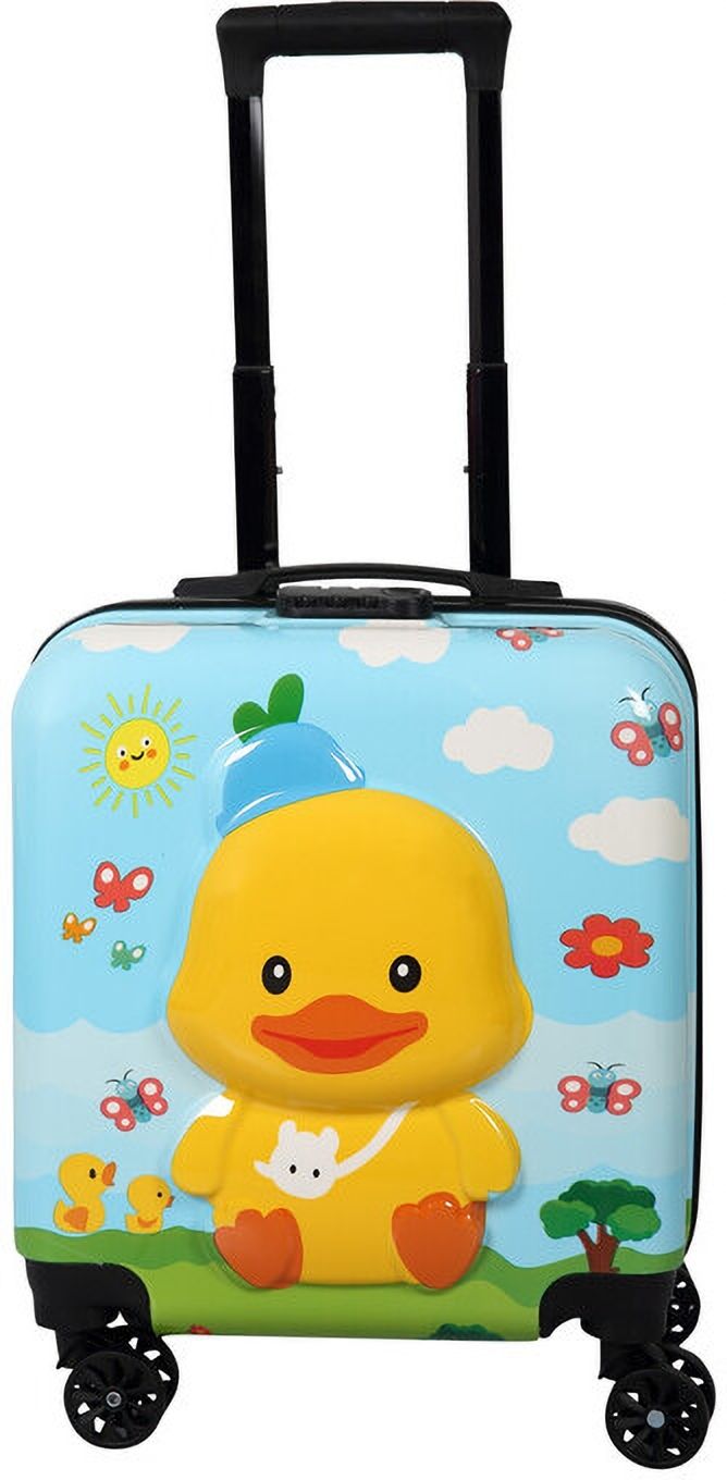polo class Small Cabin Suitcase (18 inch) 4 Wheels - Duck Hard-Sided Polycarbonate Kids Trolley Bag -18 Inches- Light blue & Yellow - Teal, Yellow-picture-47