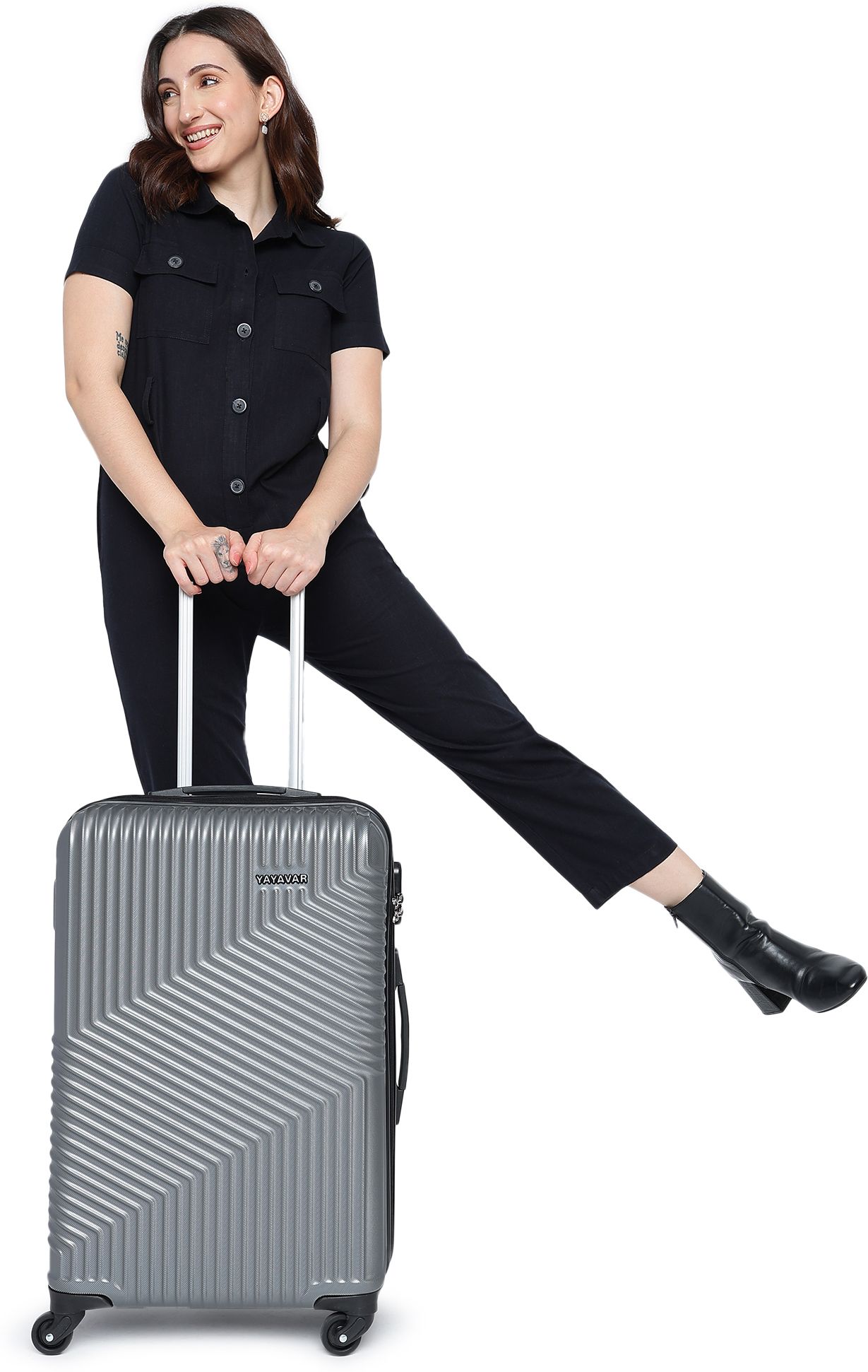 yayavar Medium Check-in Suitcase (67 cm) 4 Wheels - Cairo - Silver-picture-24