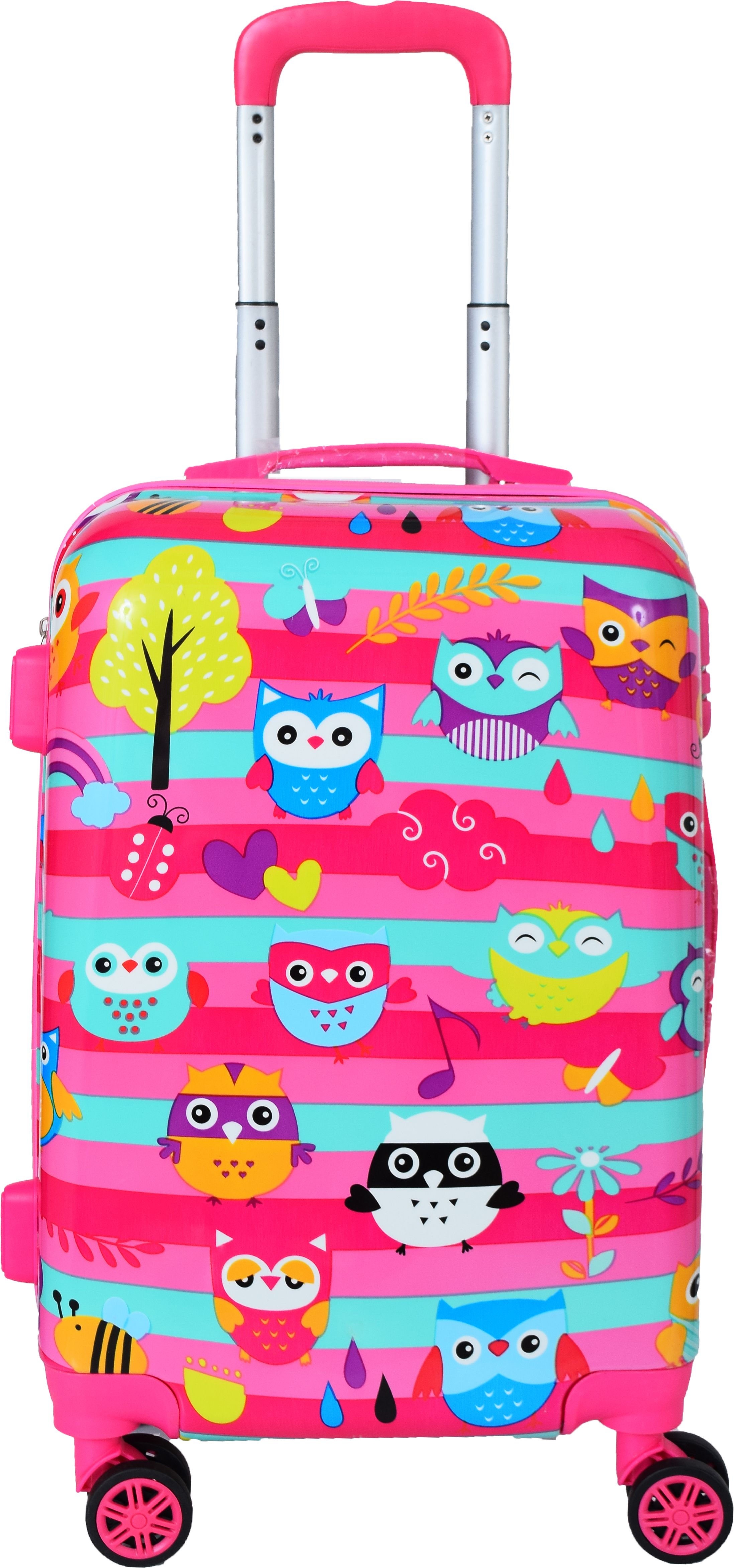 Small Cabin Suitcase (55 cm) 4 Wheels - OWL PRINT 20 INCHES KIDS Trolley Bag - Pink-image-29