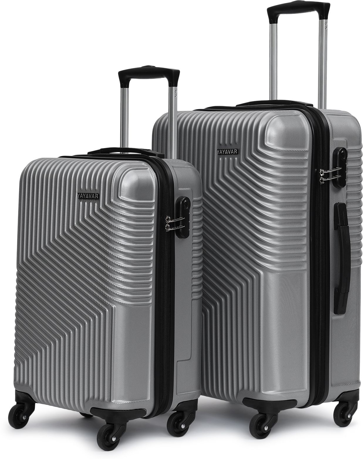 Hard Body Set of 2 Luggage 4 Wheels - Cairo - Silver