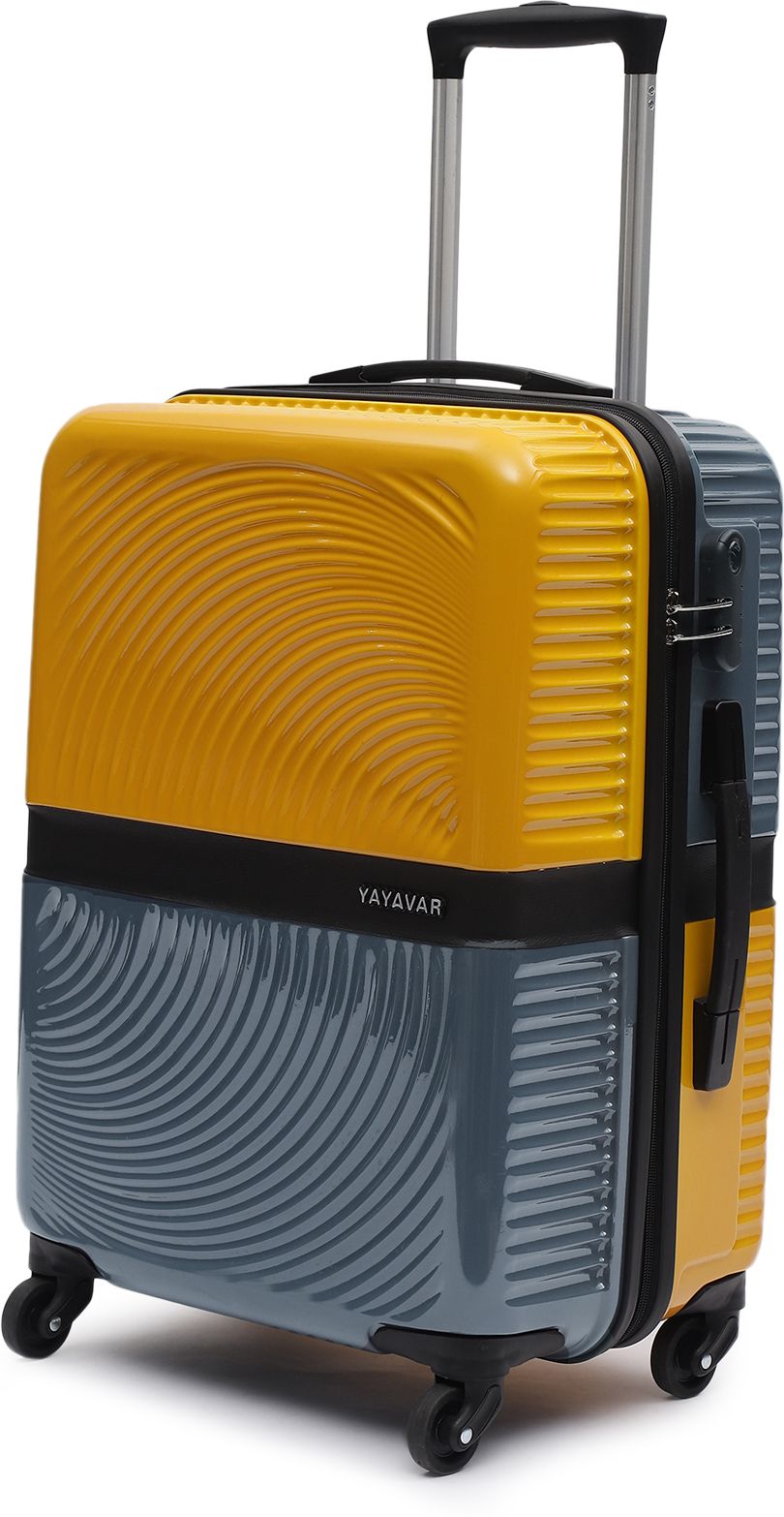 Medium Check-in Suitcase (64 cm) 4 Wheels - VENICE - Dual Color Scratch Proof Printed Trolley Bag - Yellow, Grey-image-37