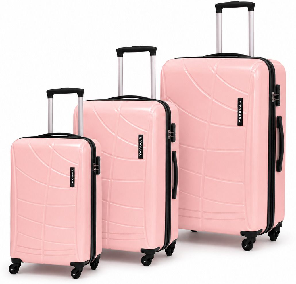 Hard Body Set of 3 Luggage 4 Wheels - Sydney Scratchproof 360Degree Rotating Latest Design Trolley Bag - Pink-image-24