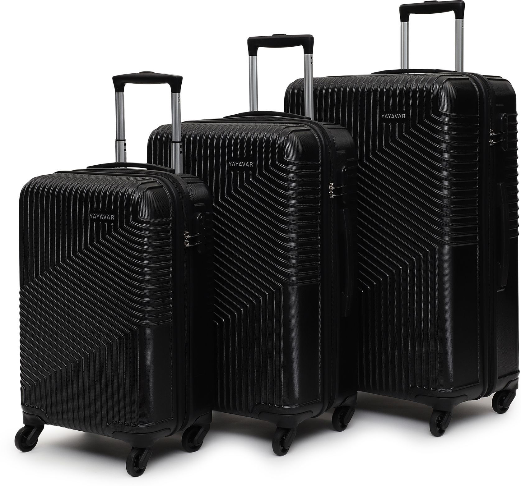 Hard Body Set of 3 Luggage 4 Wheels - Cairo - Black
