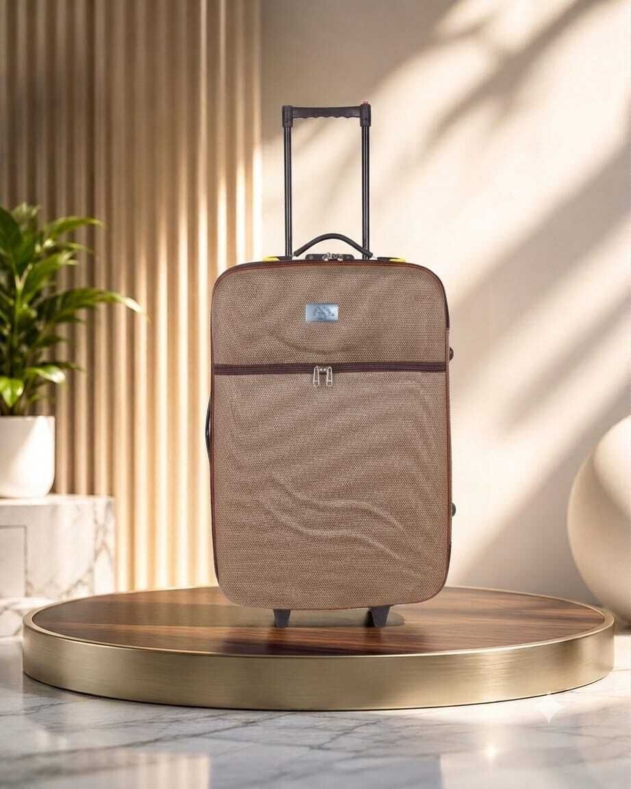 Small Cabin & Check-in Set (50 inch) 2 Wheels - Soft Trolly Bag With Zipper - Brown-image-13