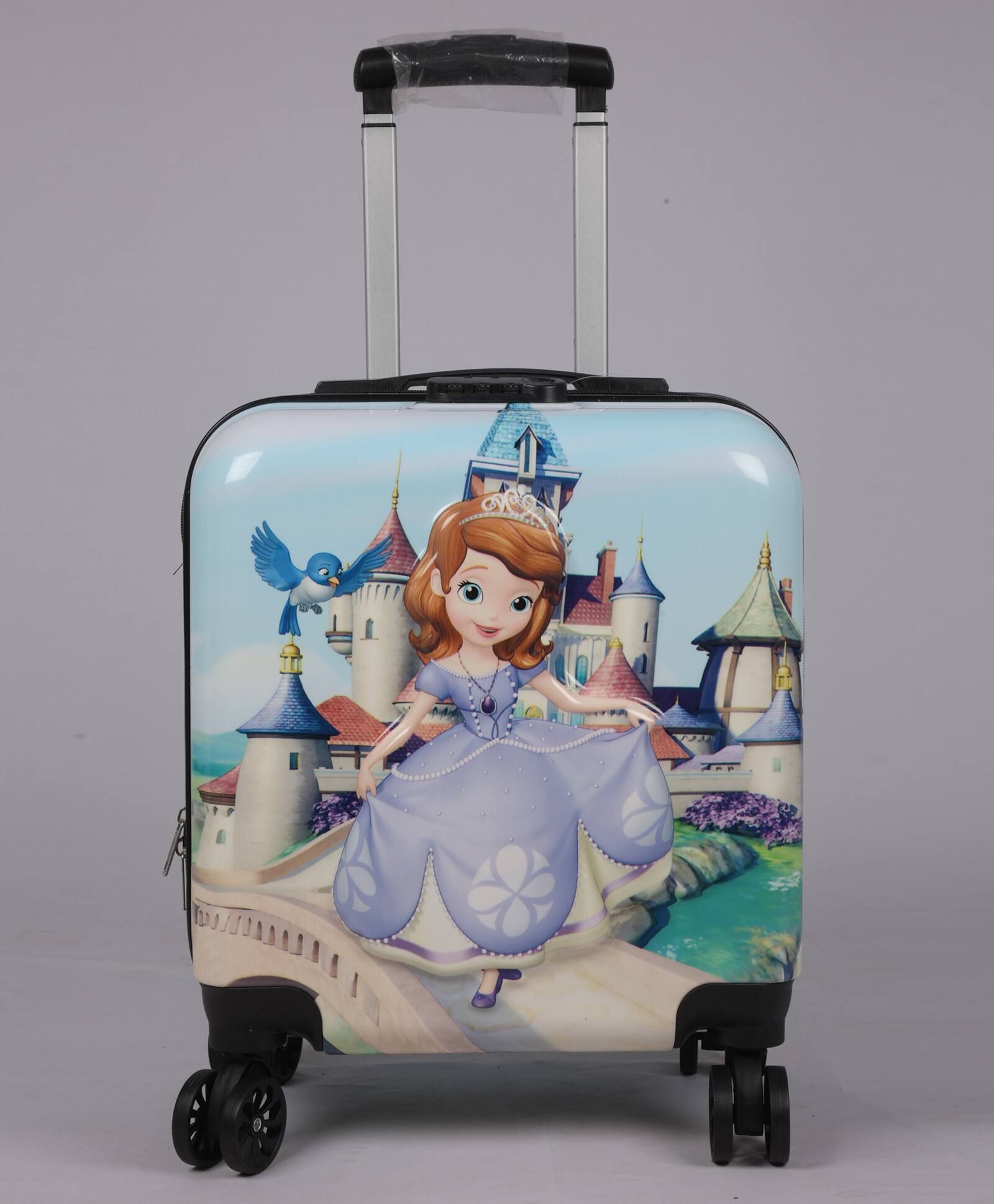 Small Cabin Suitcase (44 cm) 4 Wheels - Kid's 17-Inch Rolling 3D Cartoon Printed Suitcase | 4-Wheel Travel Trolley Bag - Purple-image-32