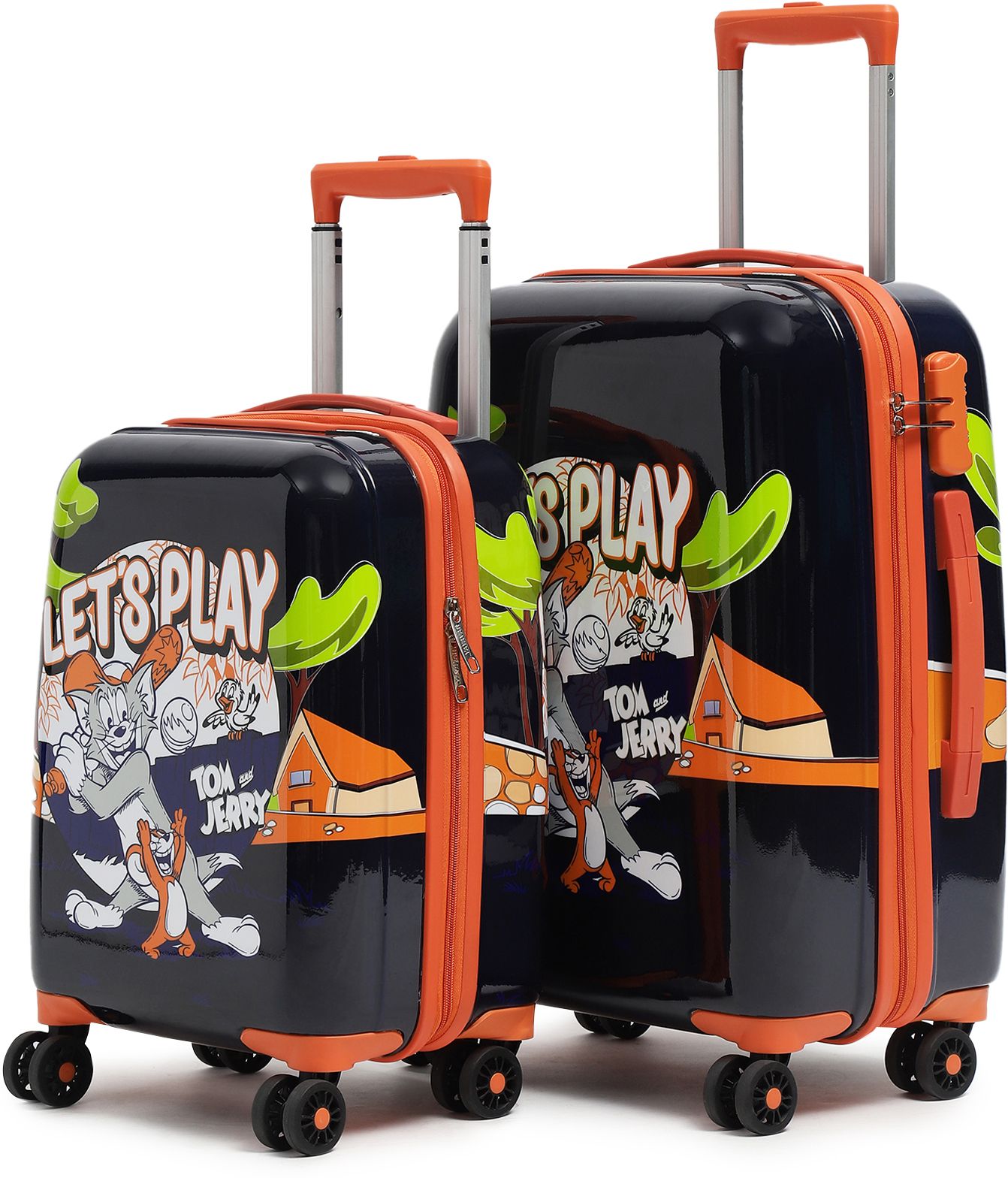 Hard Body Set of 2 Luggage 8 Wheels - OFFICIAL KIDS TROLLEY - Orange-image-47