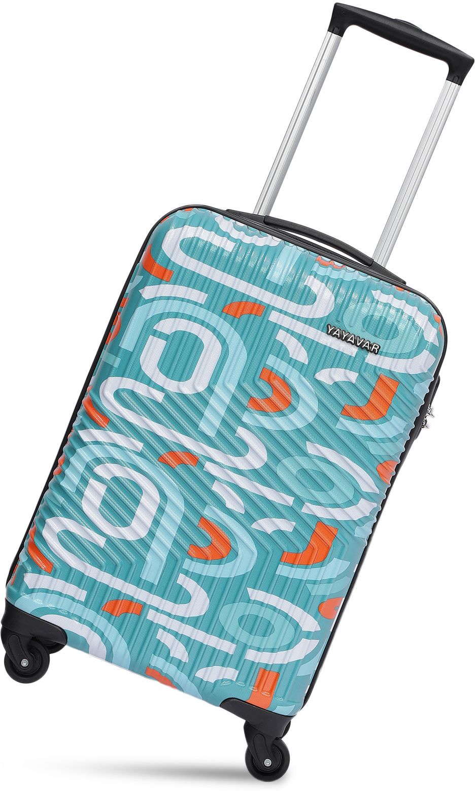 Small Cabin Suitcase (55 cm) 4 Wheels - PARIS - Scratch Proof Printed Trolley Bag - Teal