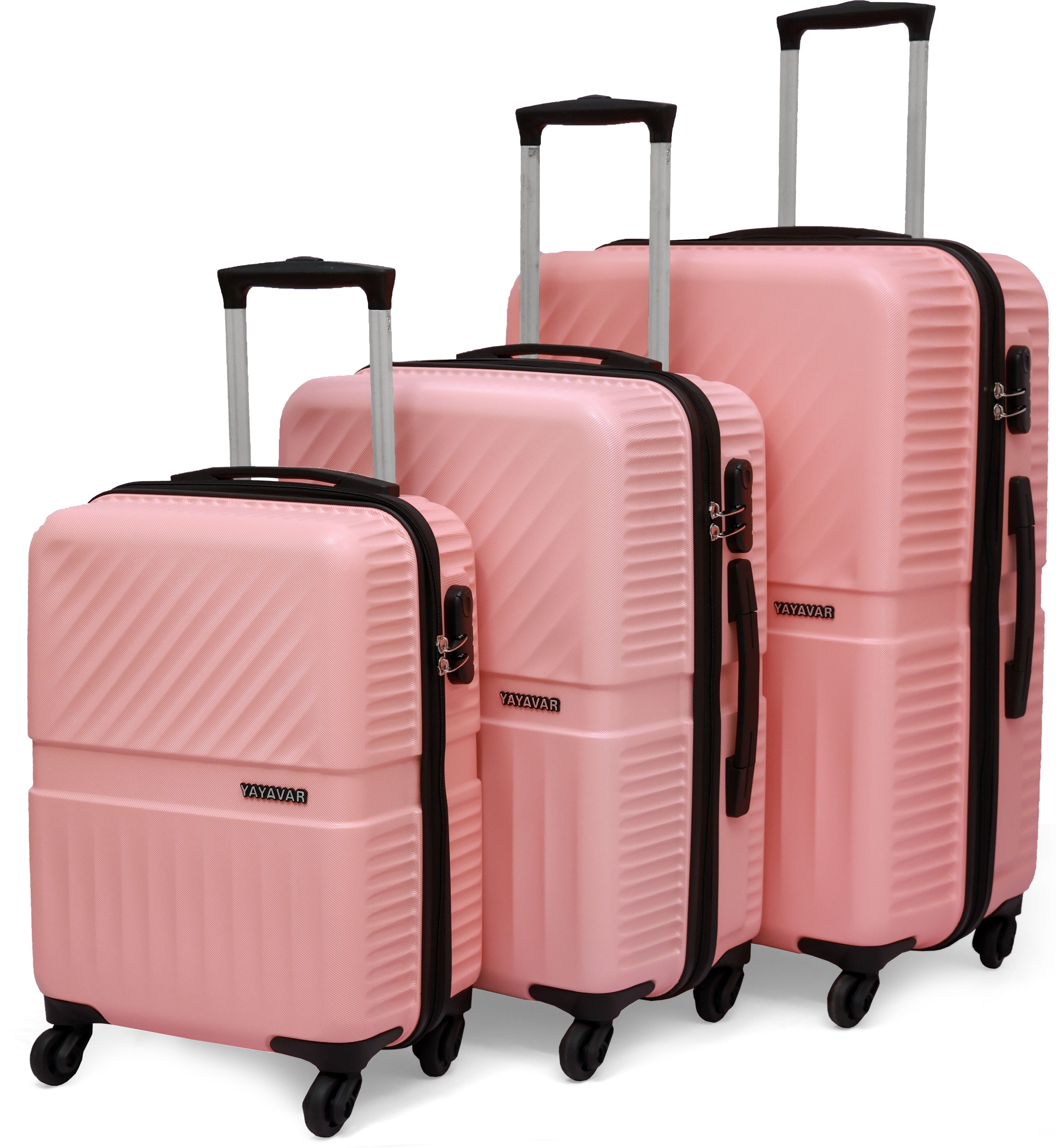 Hard Body Set of 3 Luggage 4 Wheels - MIAMI - Pink