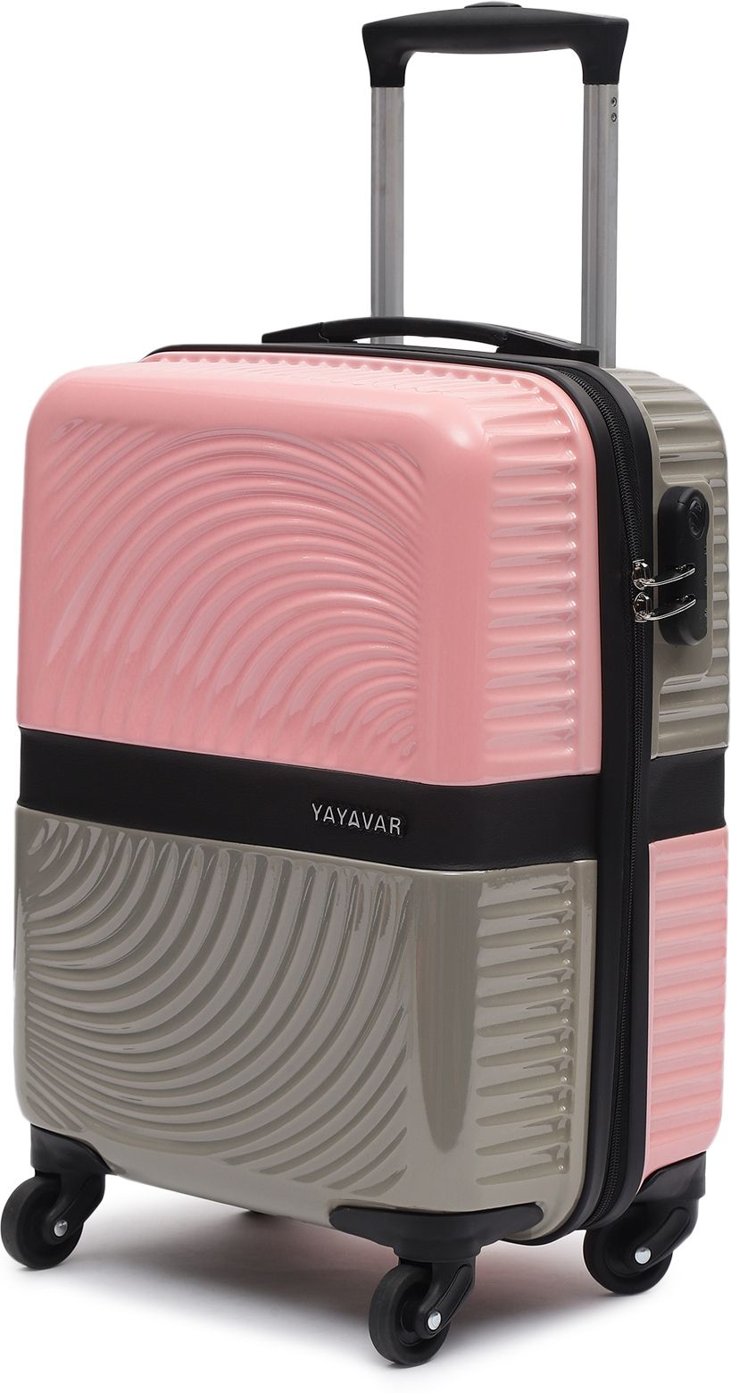 Small Cabin Suitcase (54 cm) 4 Wheels - VENICE - Dual Color Scratch Proof Printed Trolley Bag - Pink, Grey-image-29