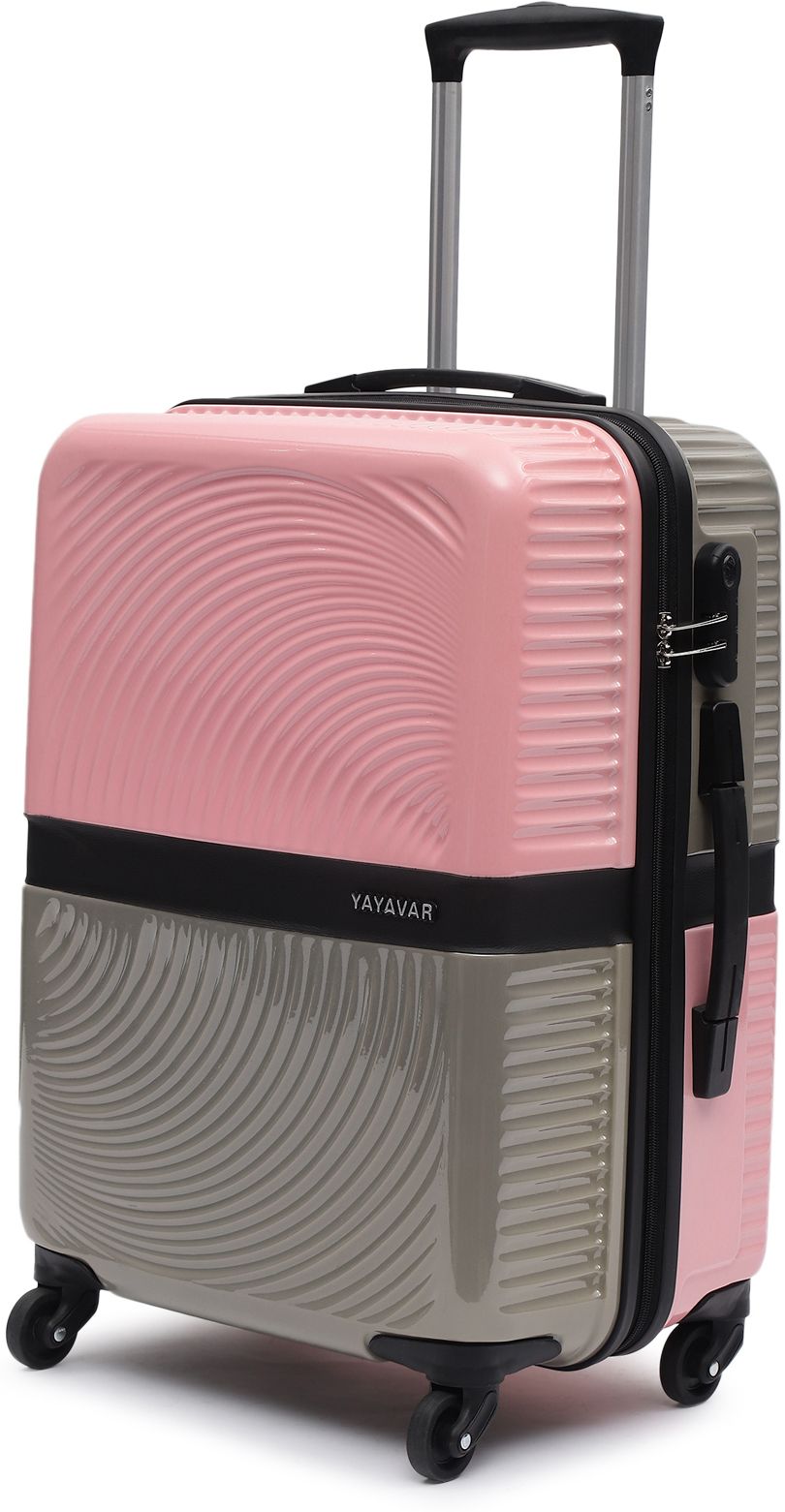 Medium Check-in Suitcase (64 cm) 4 Wheels - VENICE - Dual Color Scratch Proof Printed Trolley Bag - Pink, Grey-image-36