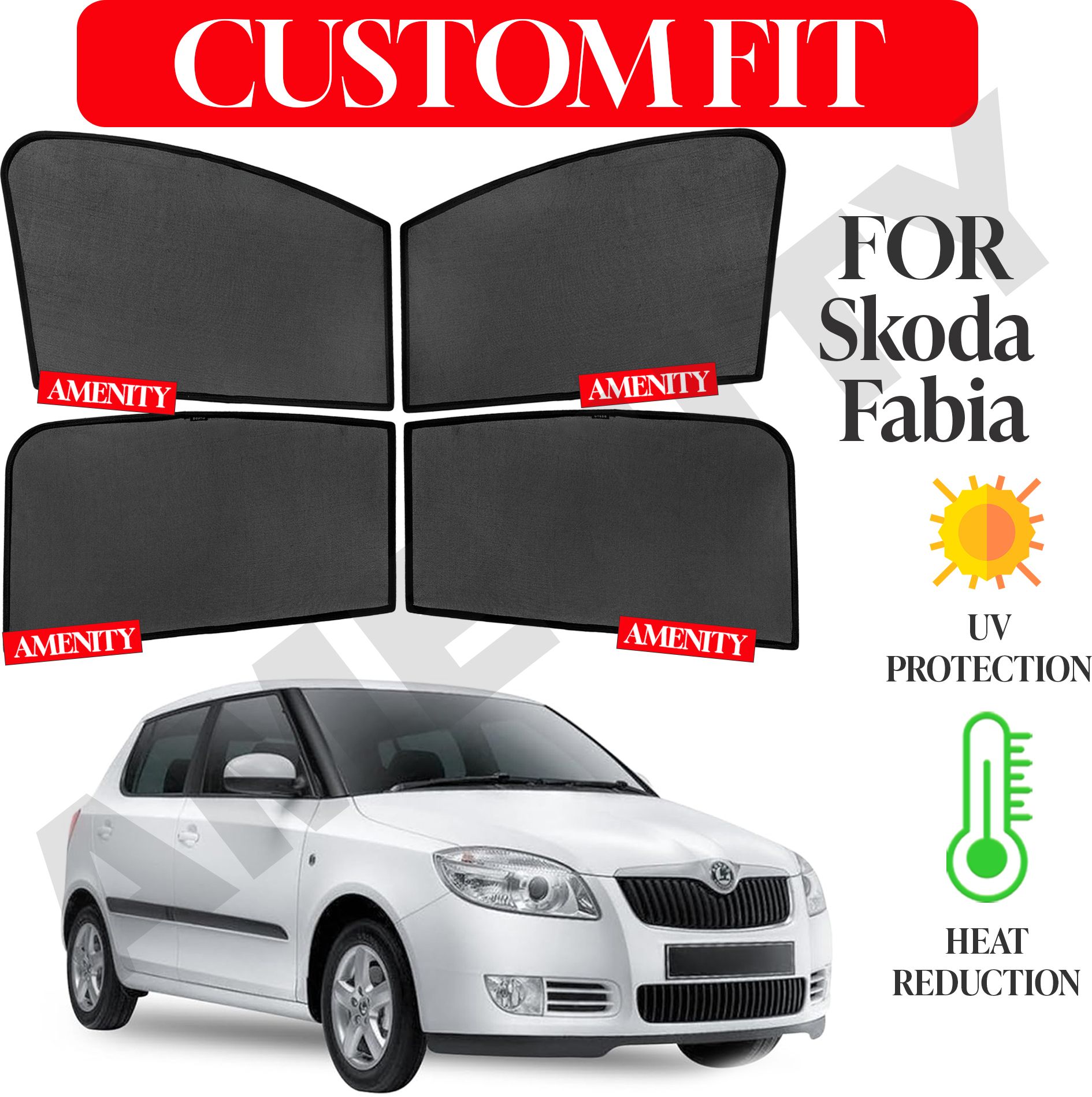 Side Window Sun Shade For Skoda Fabia, UV Protection, Useful Car Accessories, Custom fit Sun Shades for Side Windows, Set of 4-image-40
