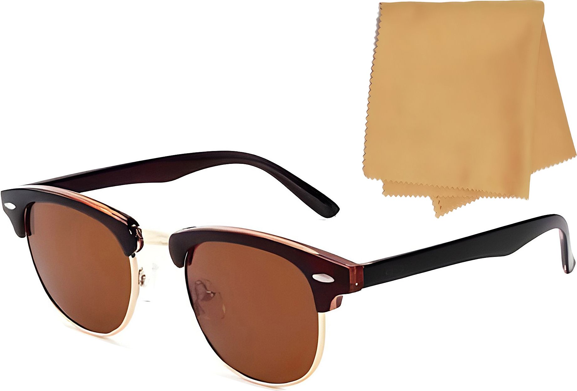 Riding Glasses Clubmaster, Retro Square Sunglasses (Free Size)-image-9