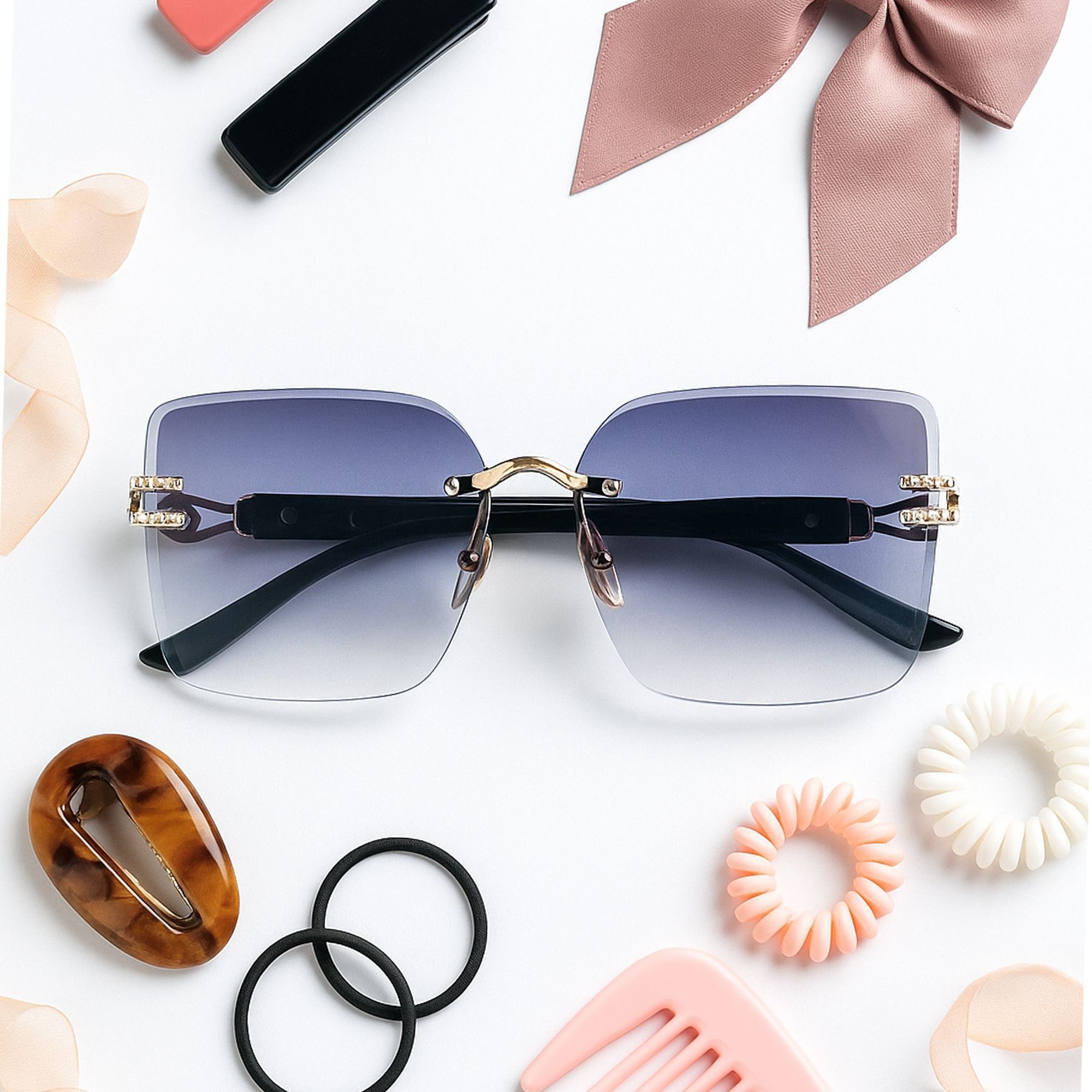 Gradient, Riding Glasses, UV Protection, Gradient Rectangular, Over-sized, Retro Square Sunglasses (Free Size)-image-34