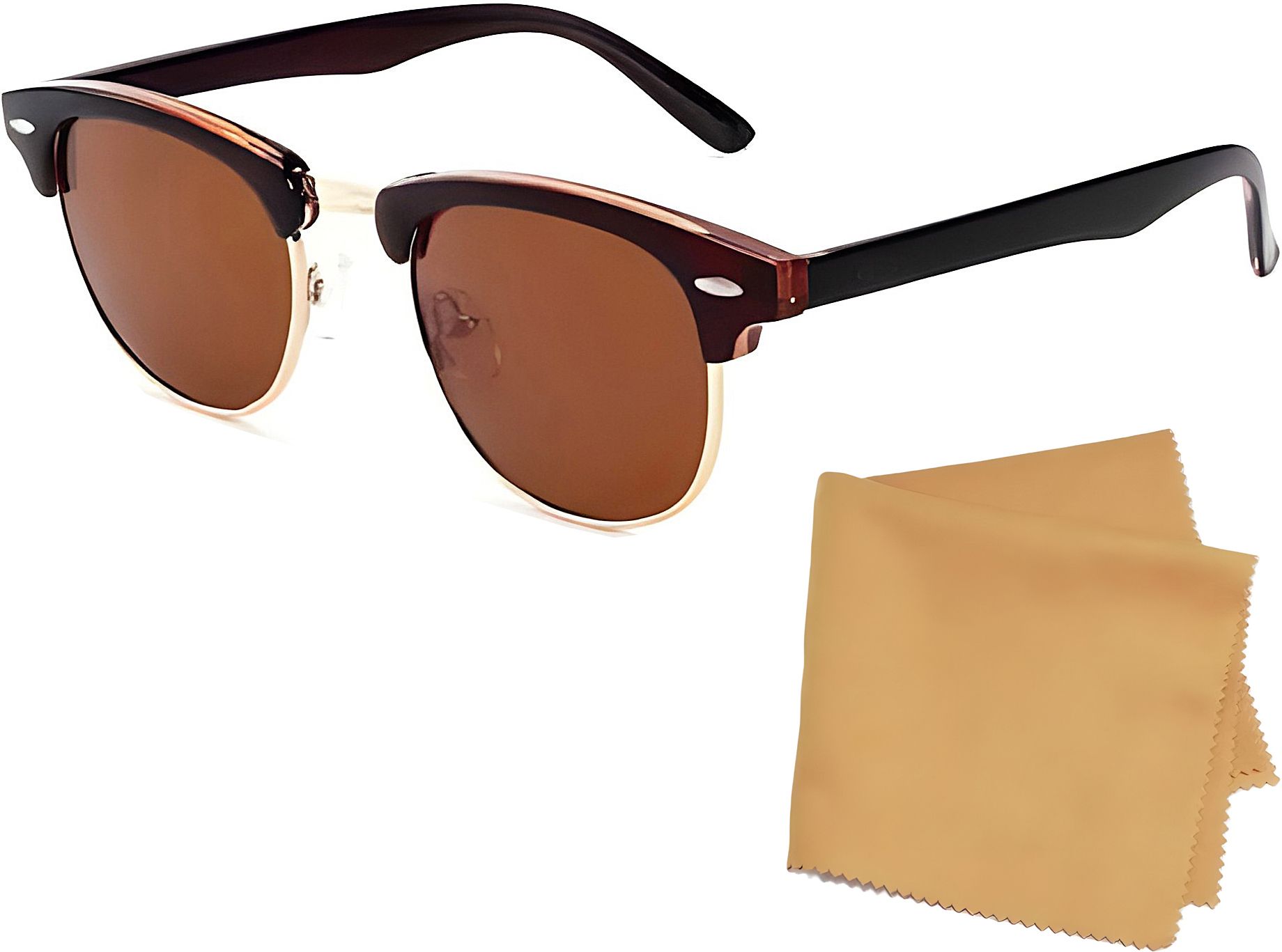 Riding Glasses Clubmaster, Retro Square Sunglasses (Free Size)-image-2