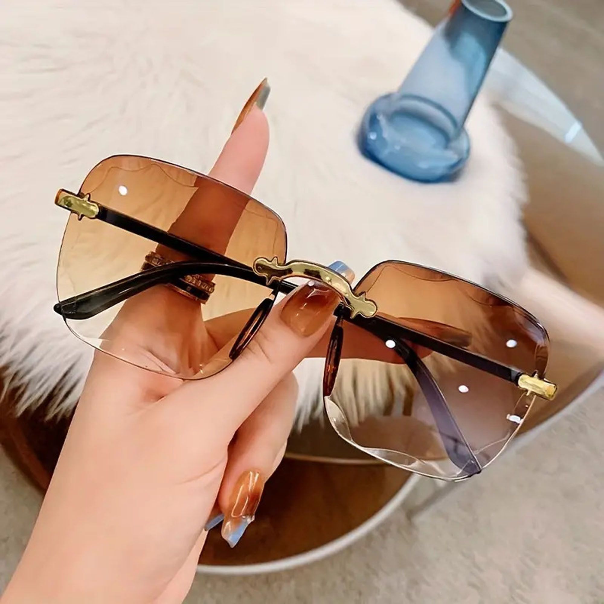 Gradient Retro Square Sunglasses (Free Size)-image-3