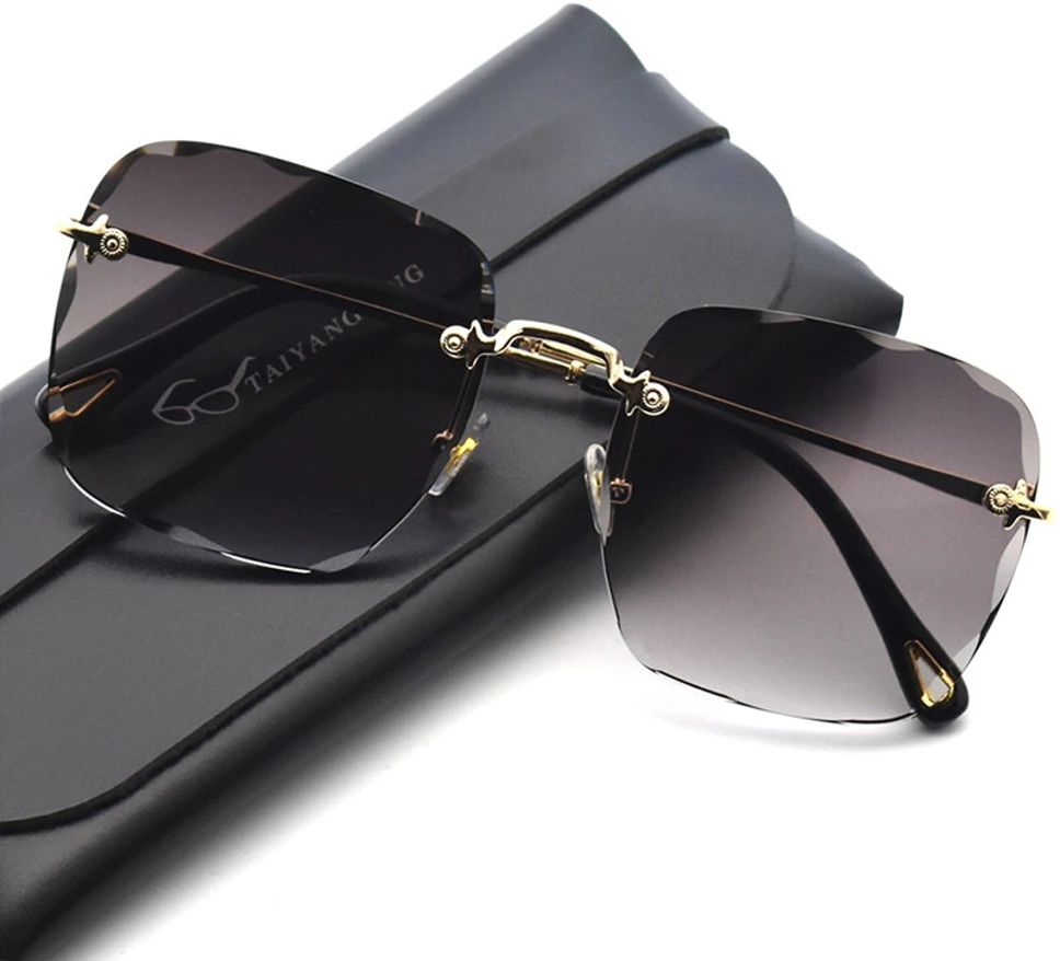 UV Protection, Gradient, Toughened Glass Lens Rectangular, Over-sized, Retro Square Sunglasses (58)-image-40