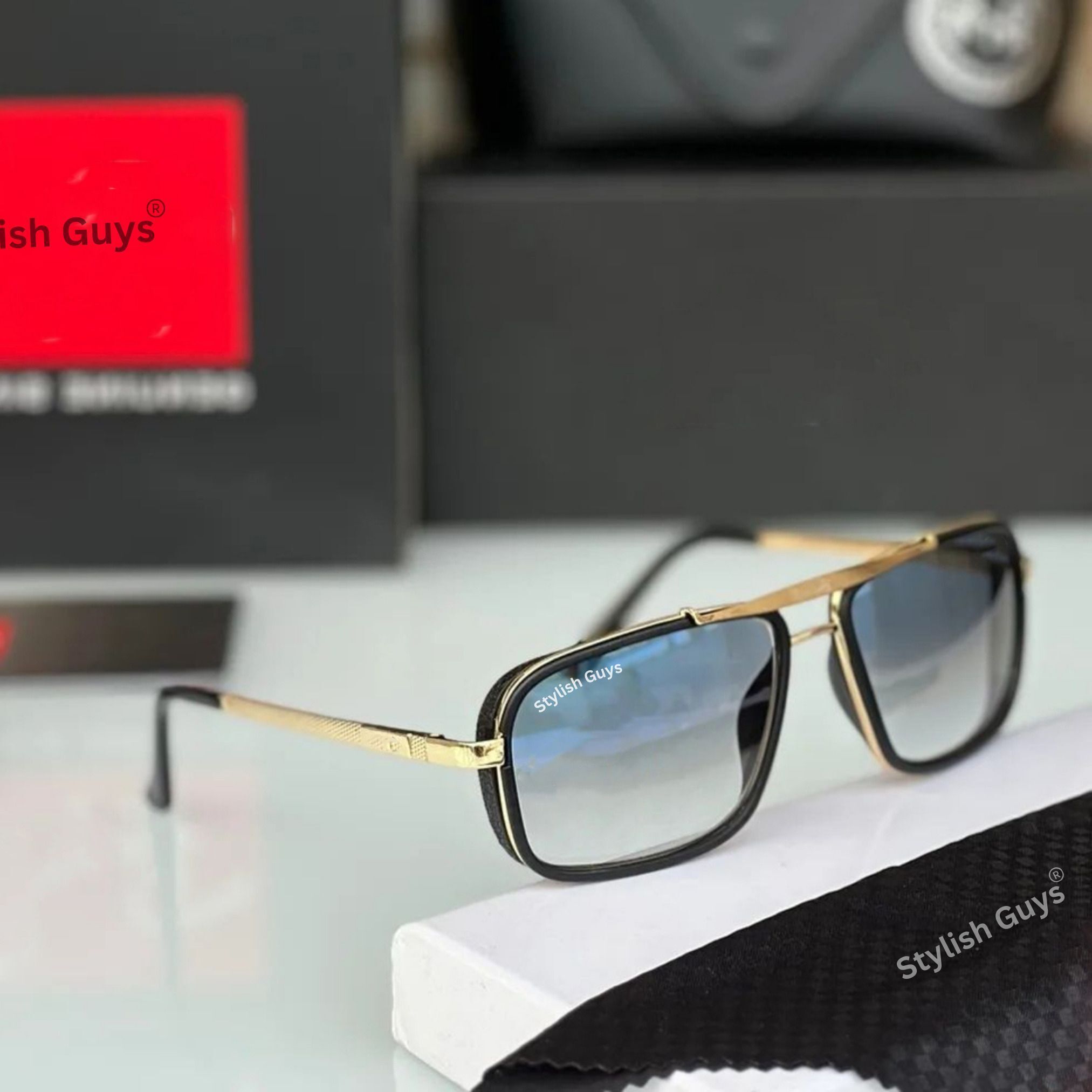 stylish guys Mirrored, UV Protection Retro Square Sunglasses (Free Size)-picture-46