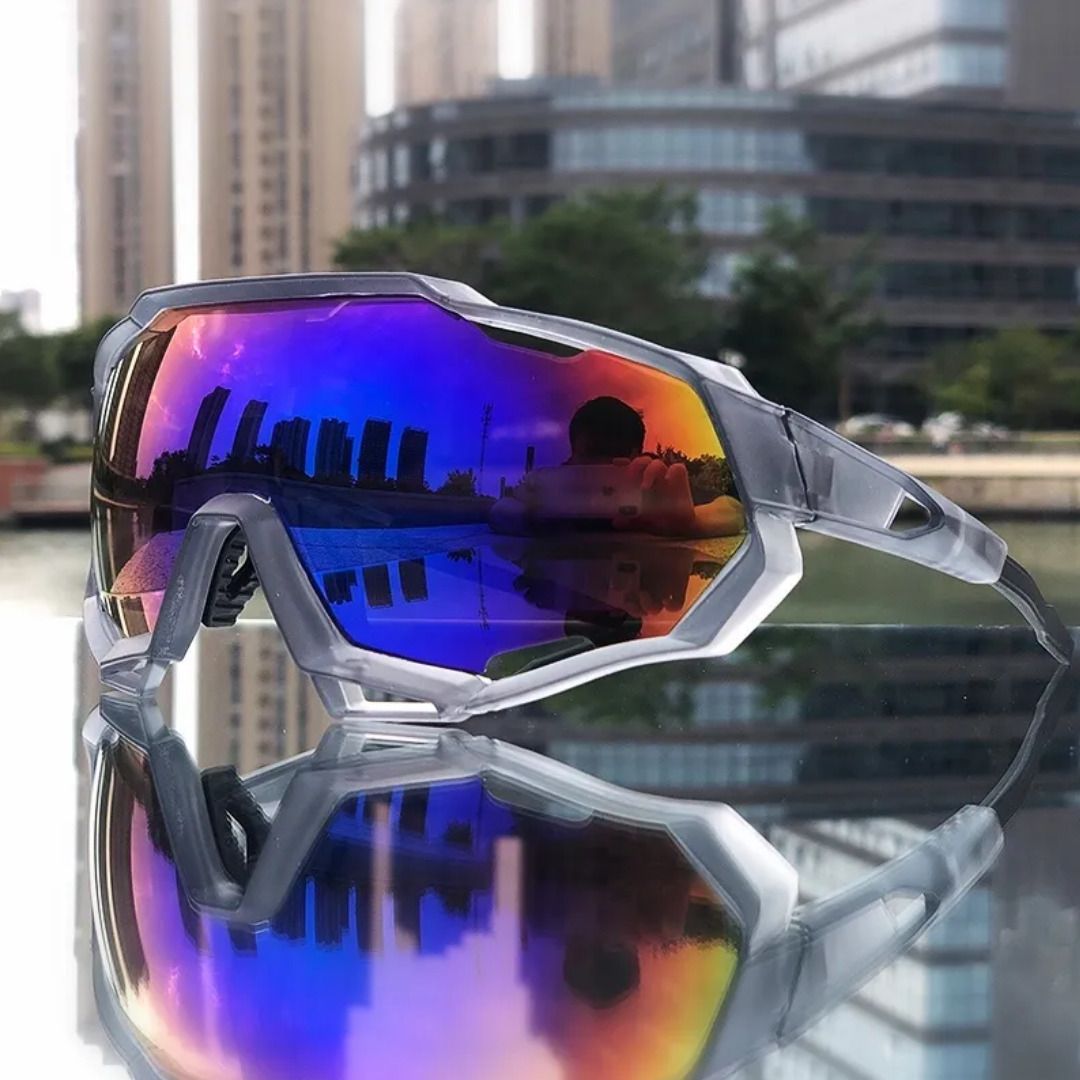 UV Protection, Mirrored, Riding Glasses Wrap-around Sunglasses (Free Size)