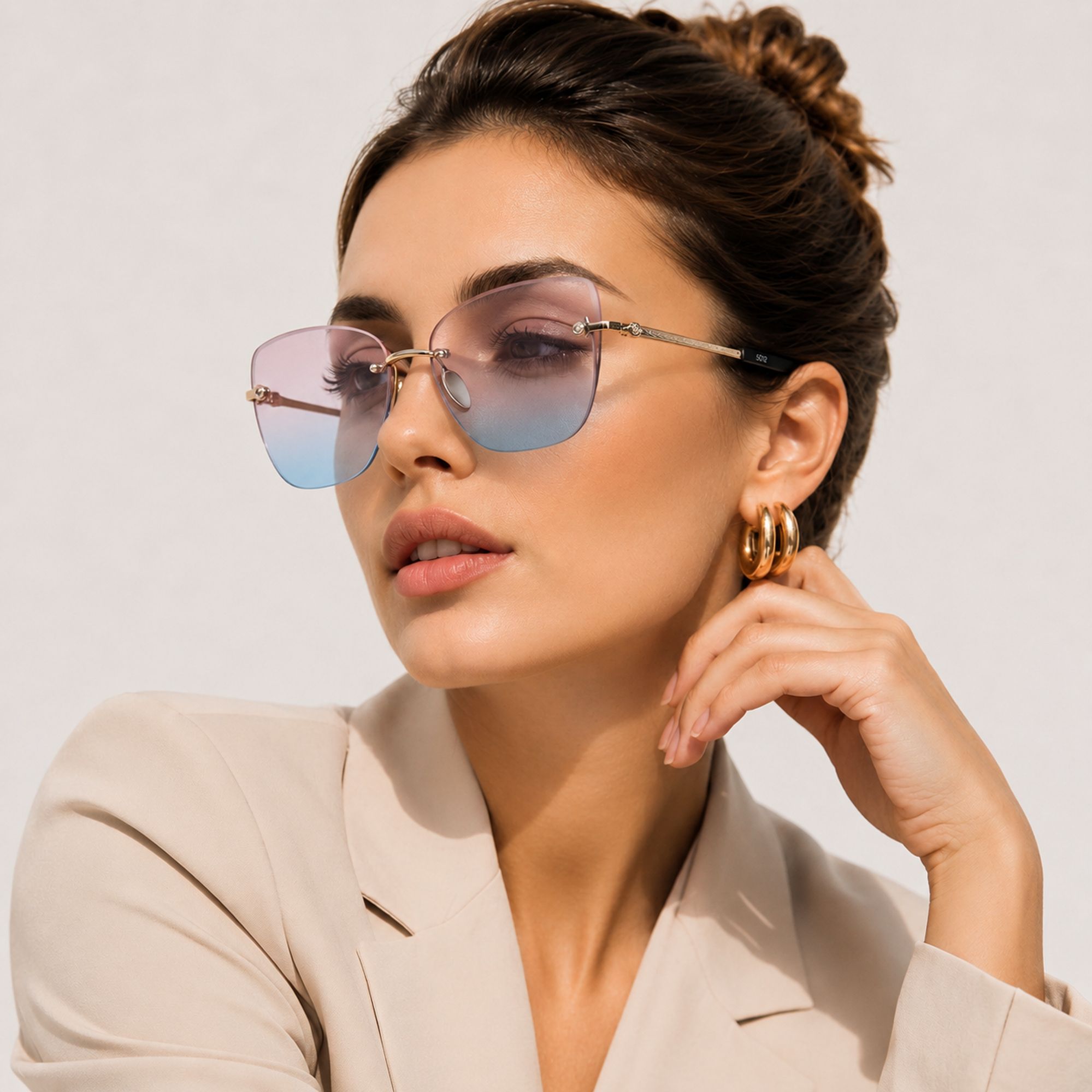 gradient, riding glasses, uv protection, gradient cat-eye, rectangular sunglasses (free size)