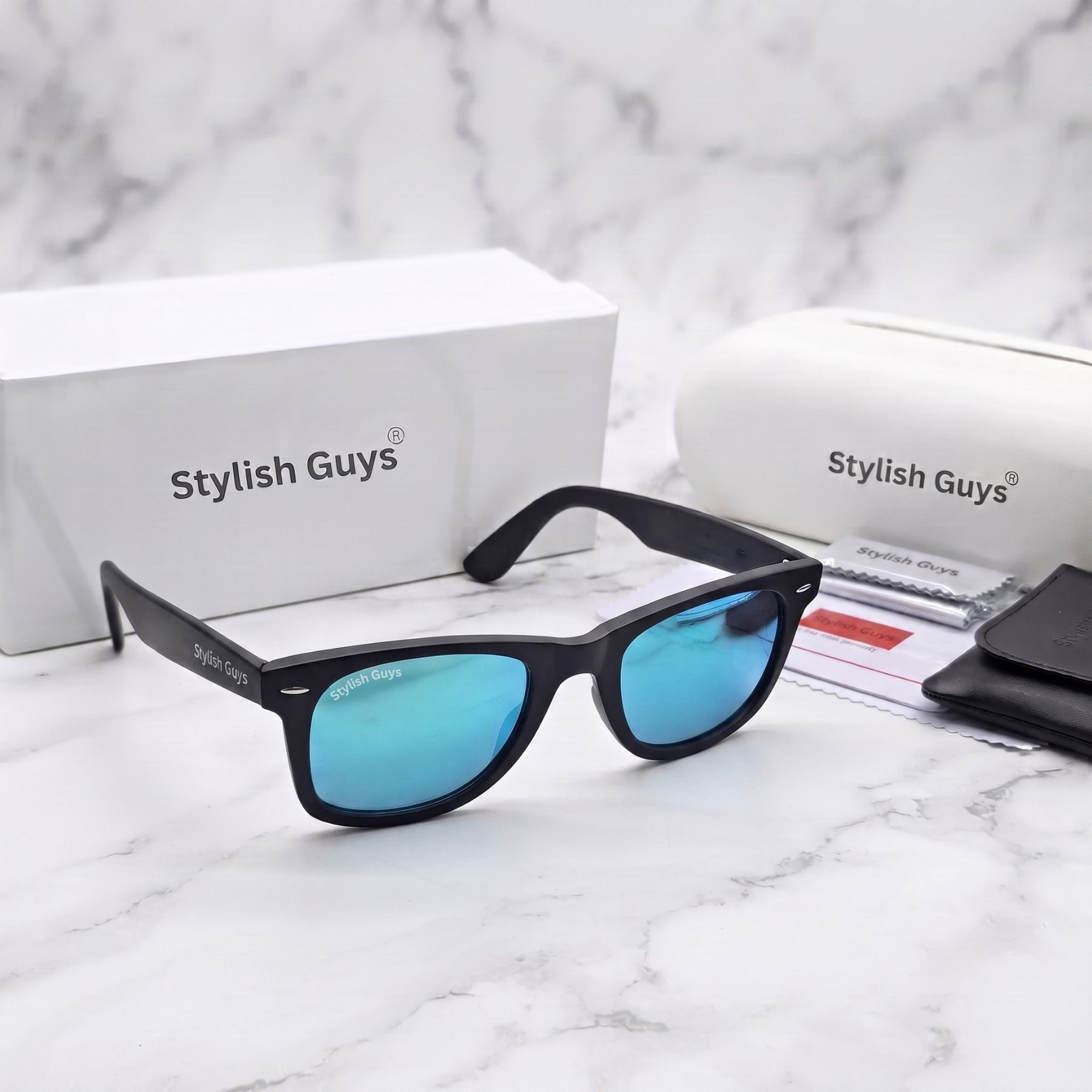 stylish guys Mirrored, UV Protection, Toughened Glass Lens Wayfarer Sunglasses (Free Size)-picture-36