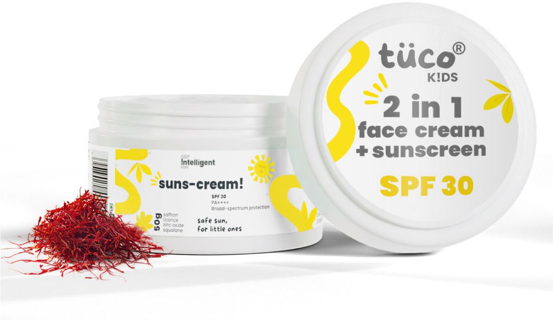 Sunscreen - SPF 30 PA++++ Intelligent Kids Saffron Face Cream & Sunscreen 50gm | Broad spectrum UV |