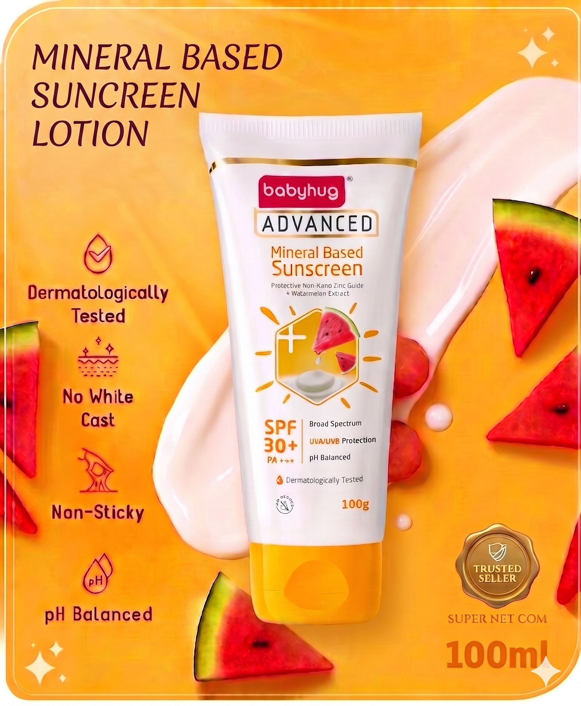 Sunscreen - SPF 30+ PA+++ Advanced Mineral Based Sunscreen Lotion with SPF 30 +, PA+++ ,UVA/UVB Protection-image-42