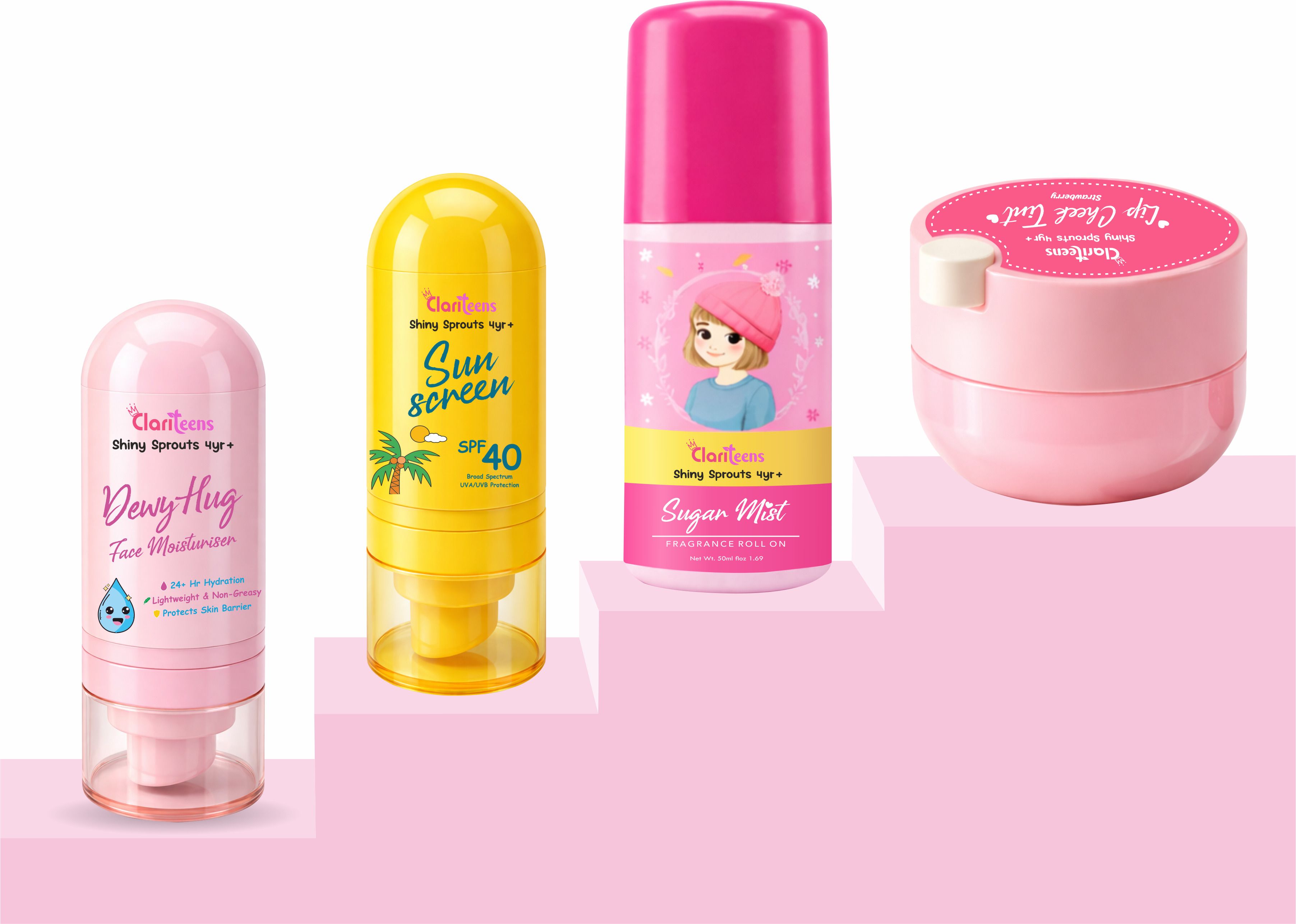Sunscreen - SPF 40 PA++ Sunscreen, Lip & Cheek Tint & Sugar Mist Fragrance Roll-On For Kids-image-3