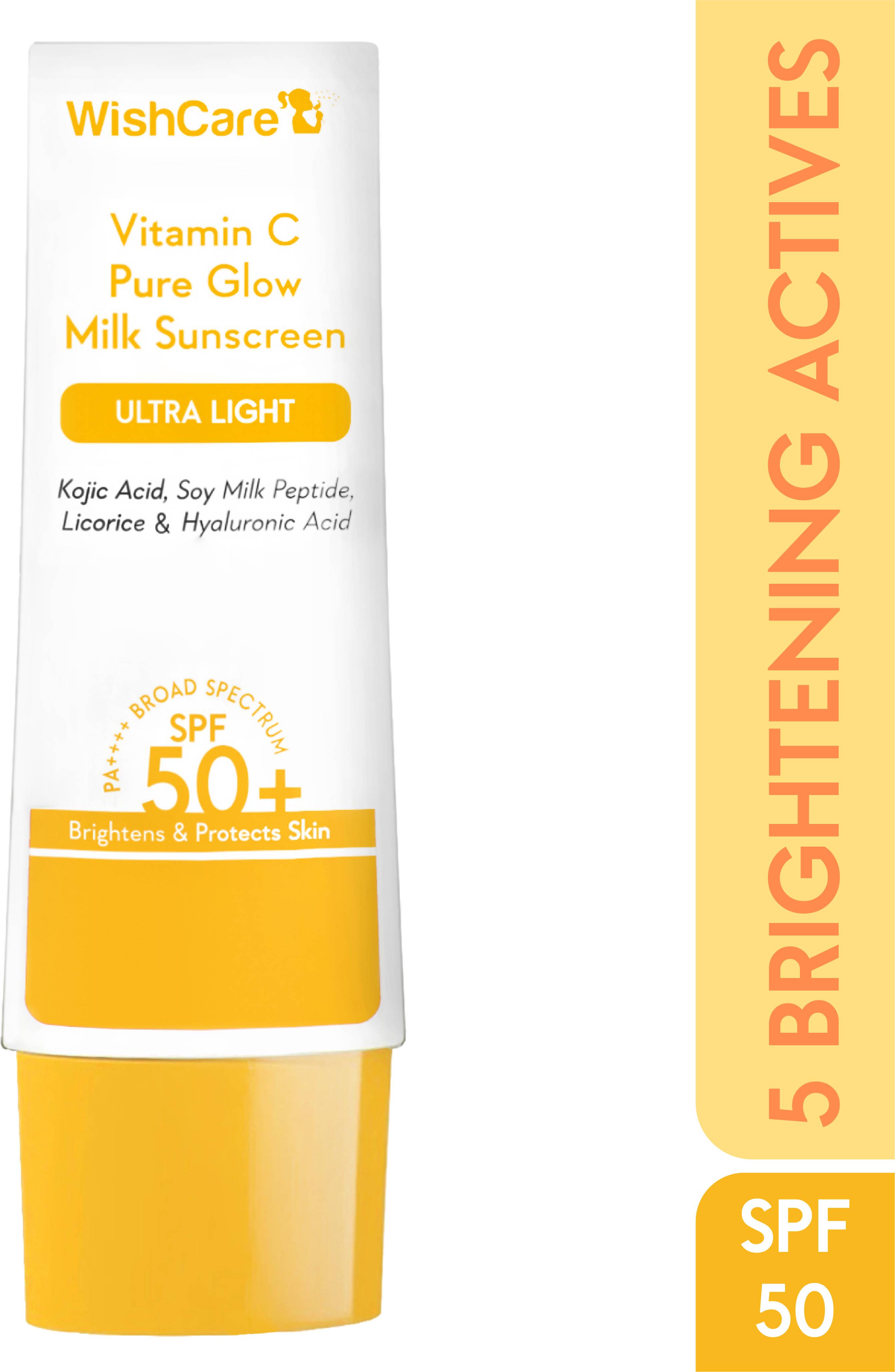 WishCare Vitamin C Pure Glow Milk Sunscreen SPF 50 P WishCare Vitamin C Pure Glow Milk Sunscreen SPF 50 P