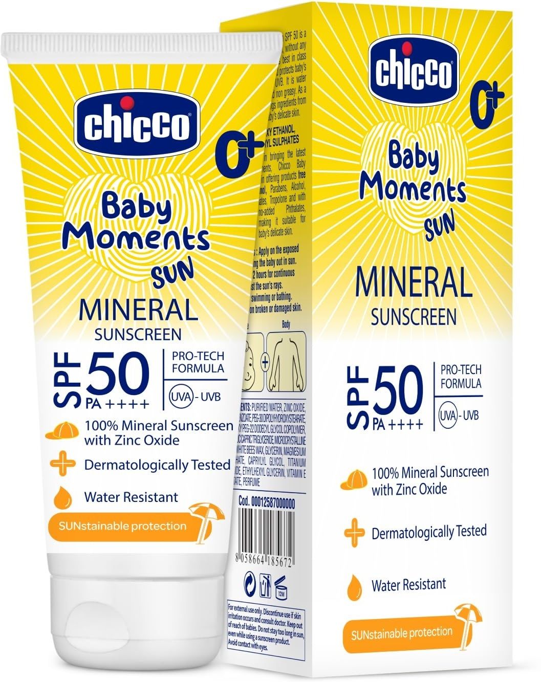 chicco Sunscreen - SPF 50 PA++++ Baby Moments Sun Mineral Sunscreen SPF50 75g-picture-17