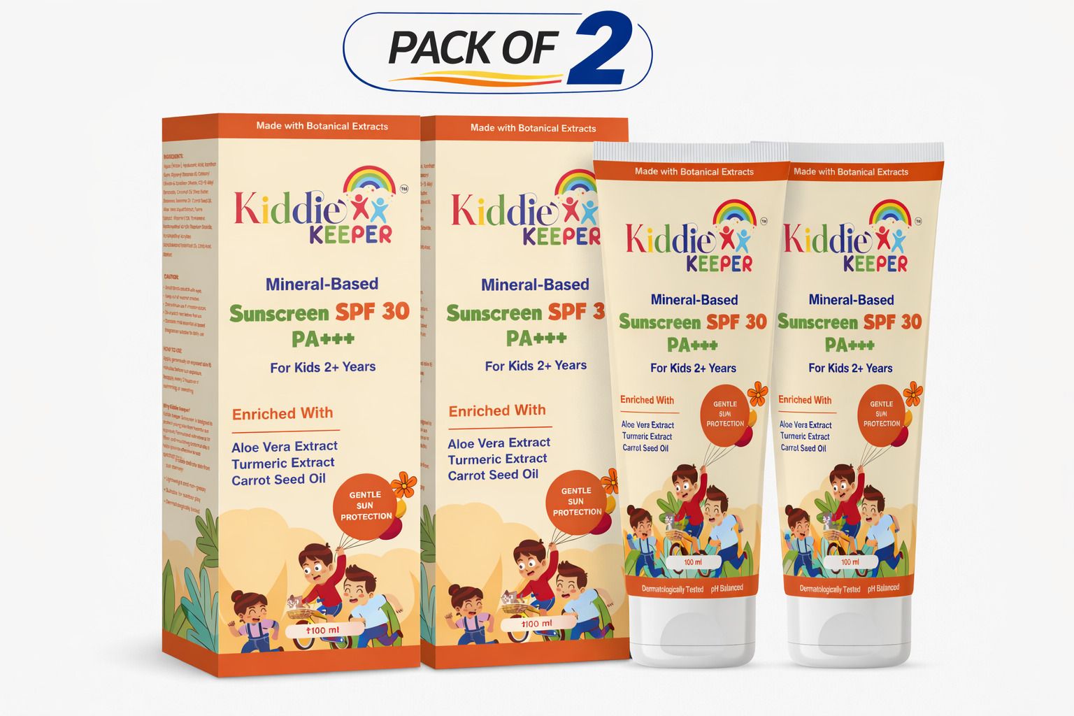 Sunscreen - SPF 30 PA+++ Kid's Mineral-Based Sunscreen SPF 30 PA+++ (Pack of 2)-image-41