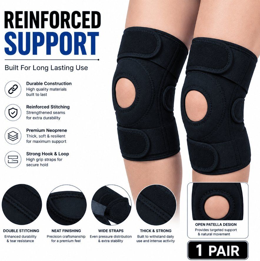 1 Pair Neoprene Breathable Knee Cap for All Ages Pain Relief Black Calf Support-image-19