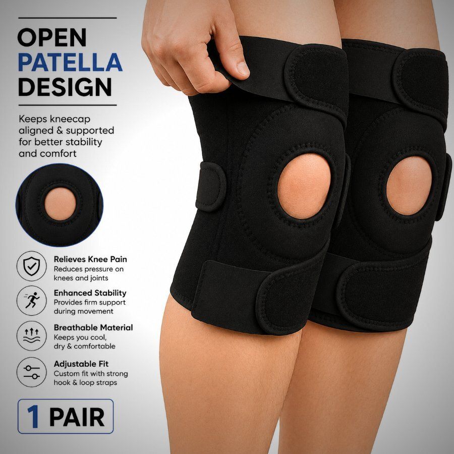 1 Pair Neoprene Breathable Knee Brace for Adults Training Black Calf Support-image-29
