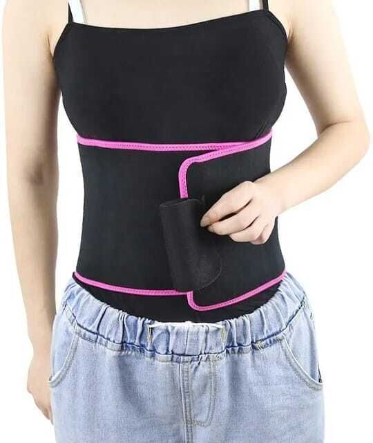 sweet sweat waist trimmer Support Belt (Waist & Back Support) - For Men & Women Abdominal Belt (pink ) Back / Lumbar Support-picture-45
