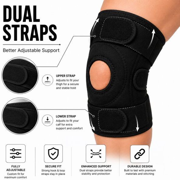 1 Pair Neoprene Flexible Gym Knee Brace for Adults Gym Compression Fit Calf Support-image-48
