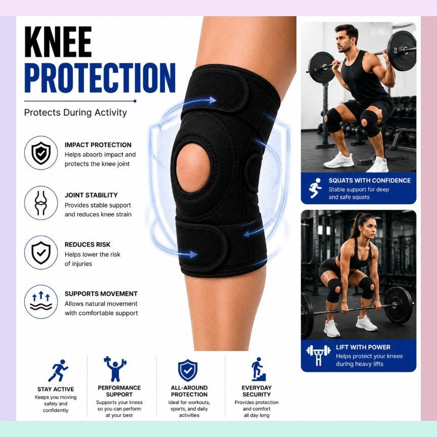1 Pair Neoprene Flexible Knee Brace for Unisex Running Open Patella Calf Support-image-46