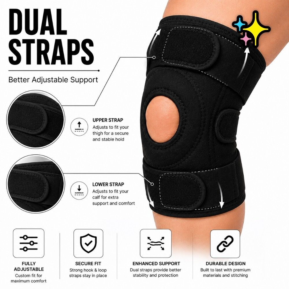 1 Pair Neoprene Flexible Knee Cap for Men Women Training Open Patella Calf Support-image-25