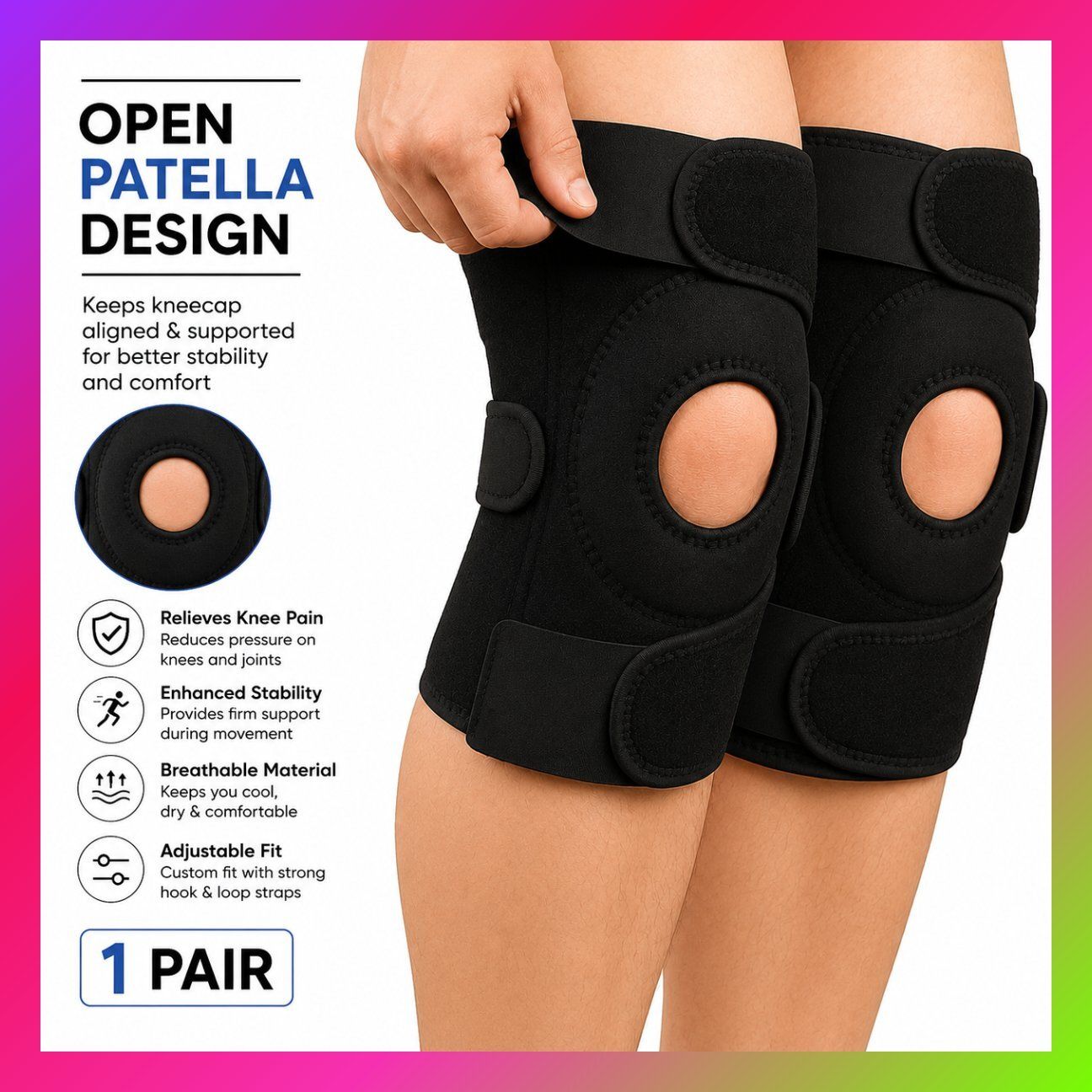 1 Pair Neoprene Flexible Knee Cap for Unisex Fitness Compression Fit Calf Support-image-16