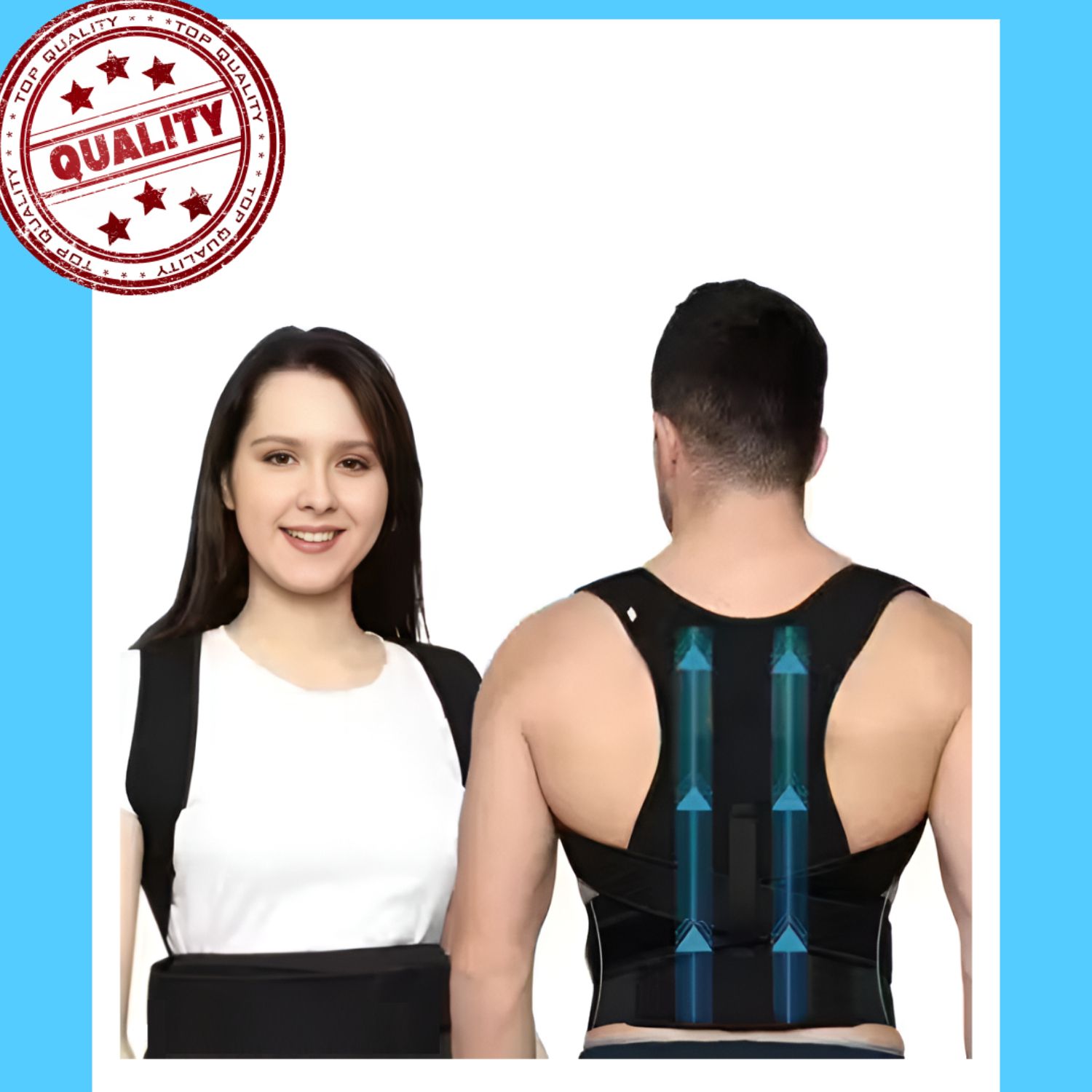 Adjustable Upper Back and Waist Support Brace|Black|Unisex|One Size| Posture Corrector-image-30