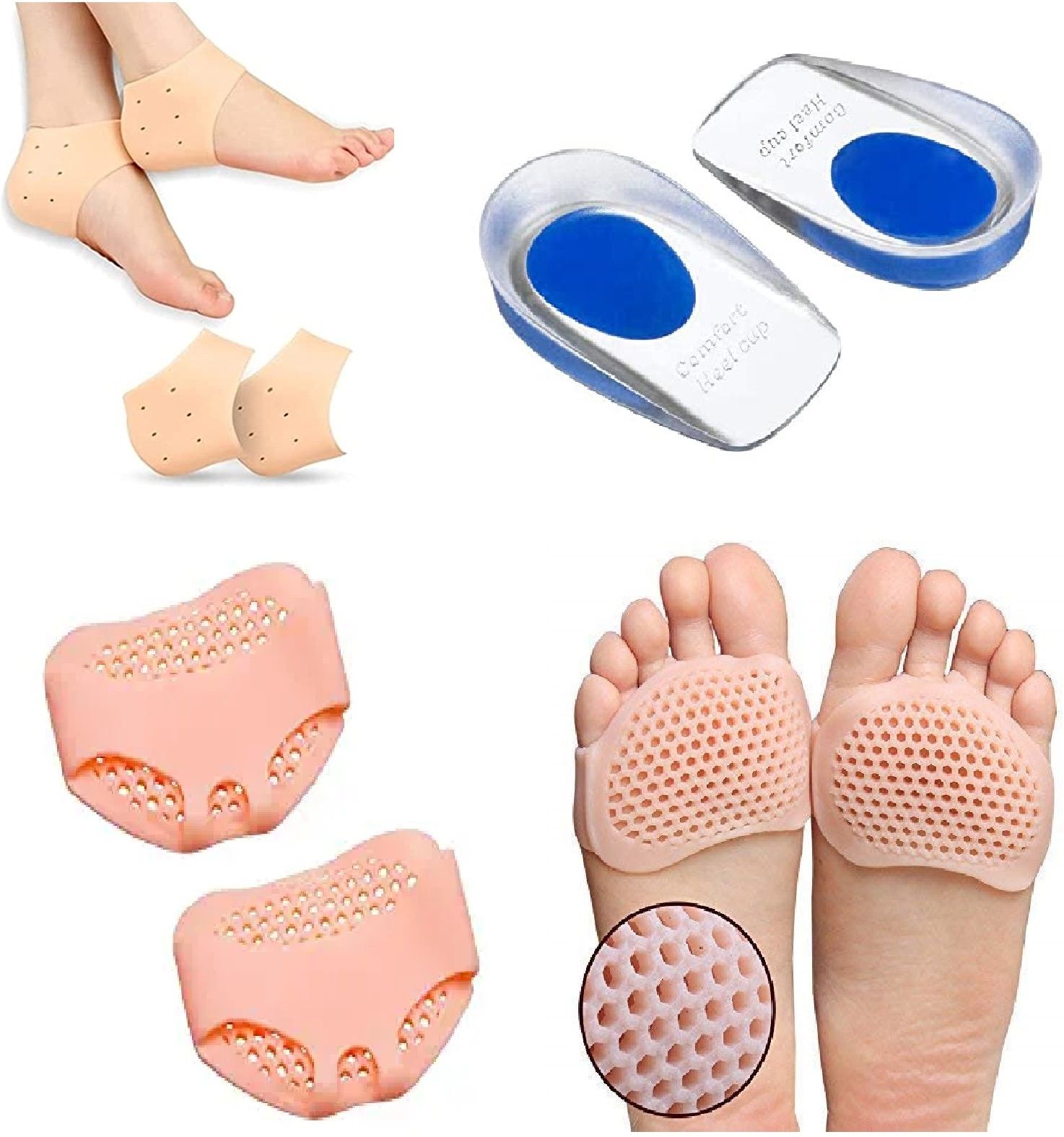 Silicon Gel Heel Pad For Pain Relief And Half Toe Sleev Heel Support (3 Pair) Heel Support-image-47