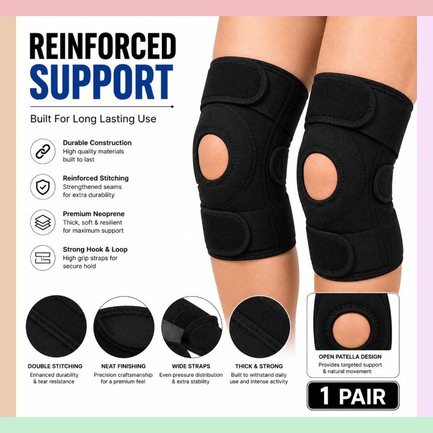 1 Pair Neoprene Flexible Knee Support for Adults Workout Black Calf Support-image-13