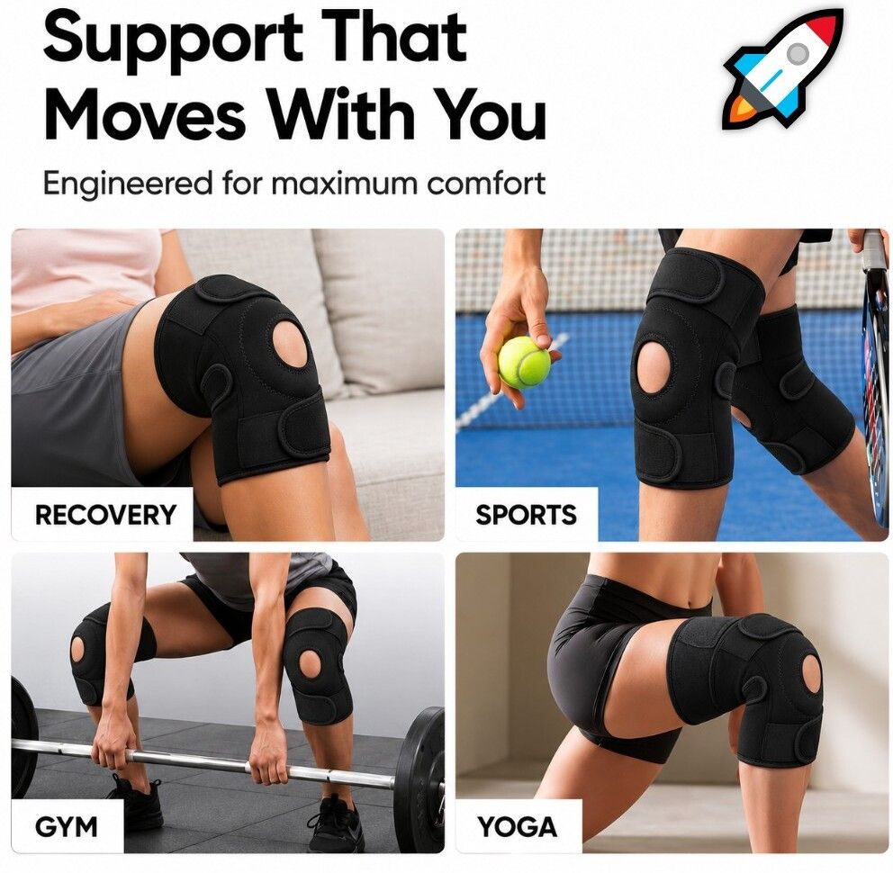 1 Pair Neoprene Breathable Knee Cap for All Ages Daily Wear Black Calf Support-image-35