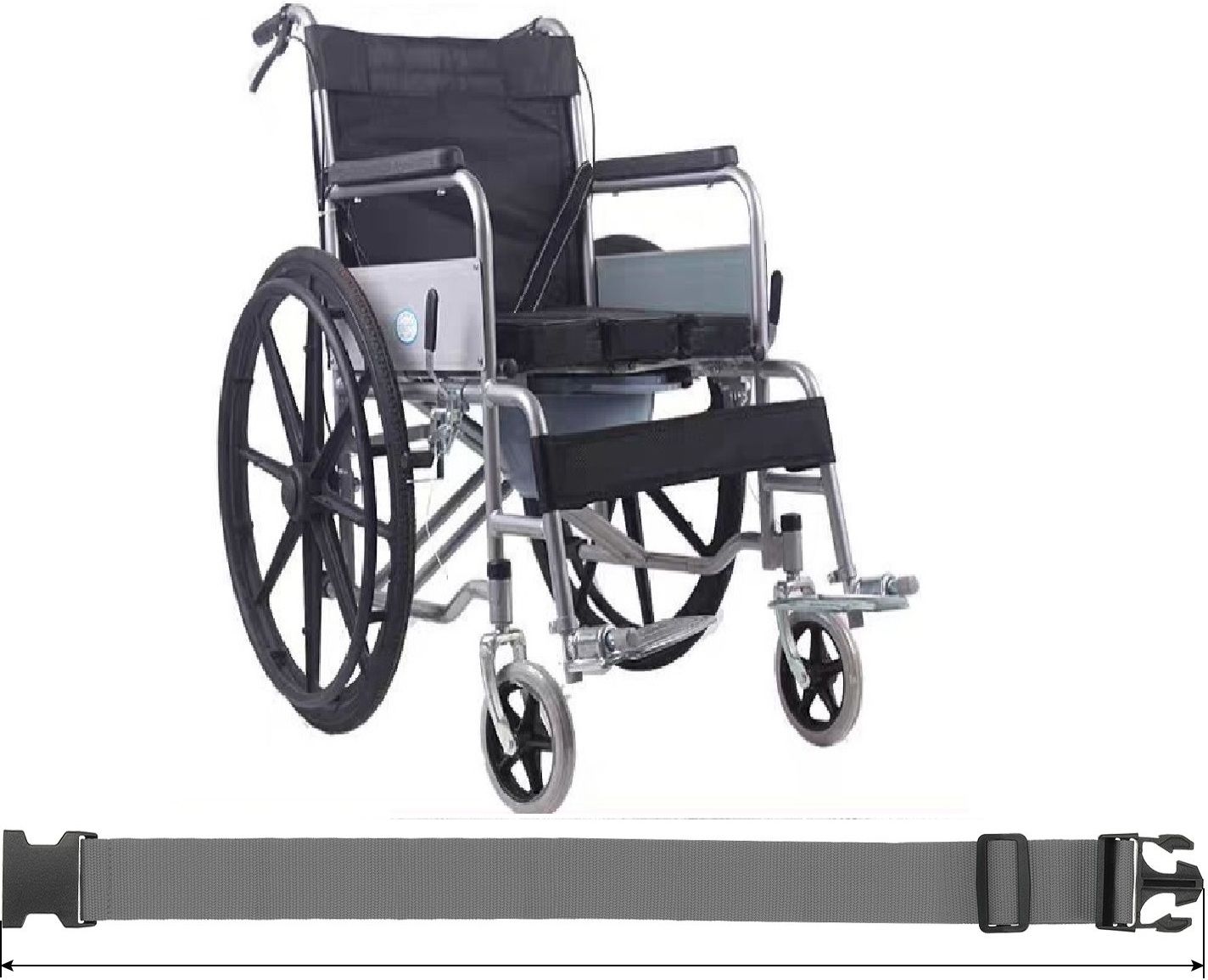 basri Wheelchair Safety Strap Seat Belt, Anti-Slip, Extra Long, Adjustable, Grey 1 PK Abdominal Belt-picture-13