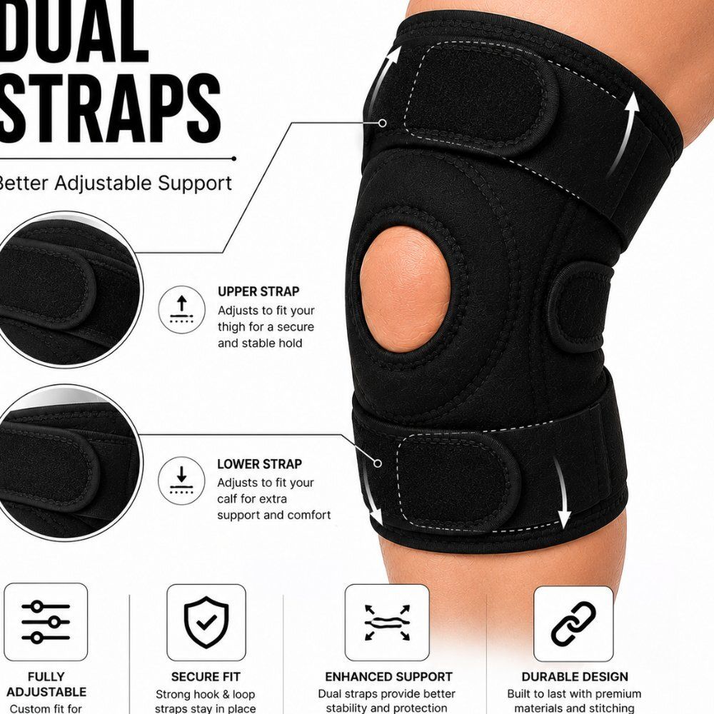 1 Pair Neoprene Adjustable Knee Cap for Unisex Sports Compression Fit Calf Support-image-15